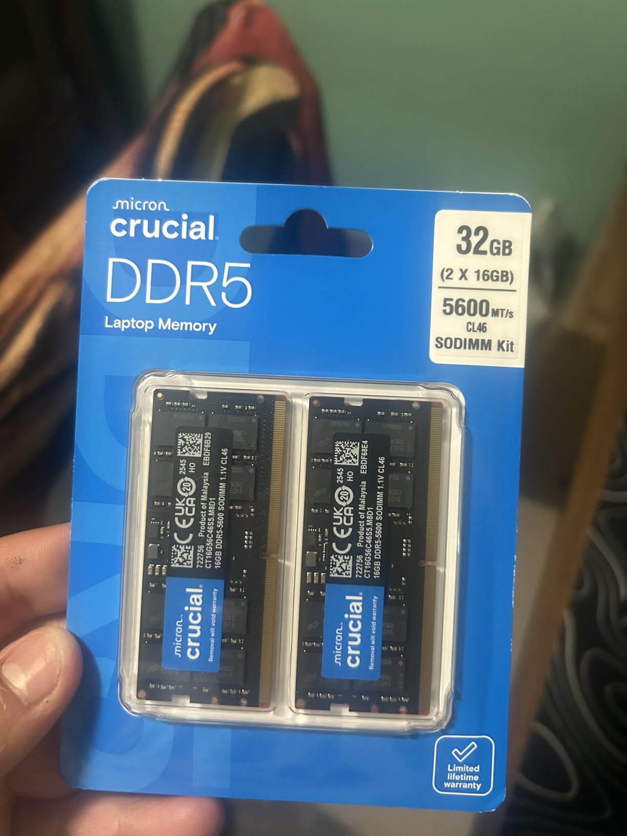 Crucial 32GB DDR5 RAM Kit (2x16GB), 5600MHz Laptop Memory 262-Pin SODIMM, Compatible with Intel Core and AMD Ryzen 7000 customer photo 1