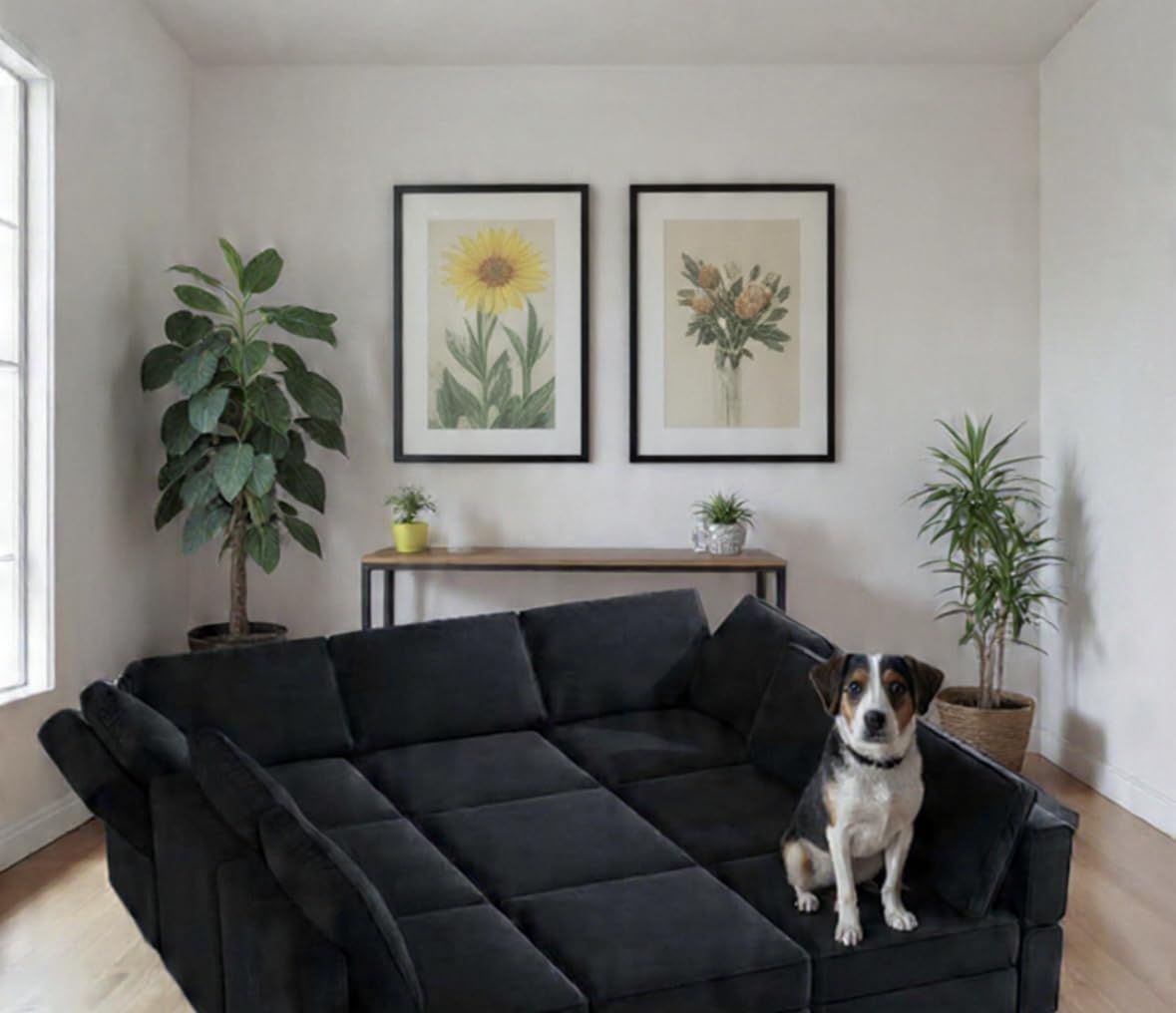 Belffin Modular Sectional Sofa with Ottomans Velvet Reversible Sleeper Sectional Sofa with Chaise Modular Sleeper Sofa Bed with Storage Seat, Blue customer photo 1