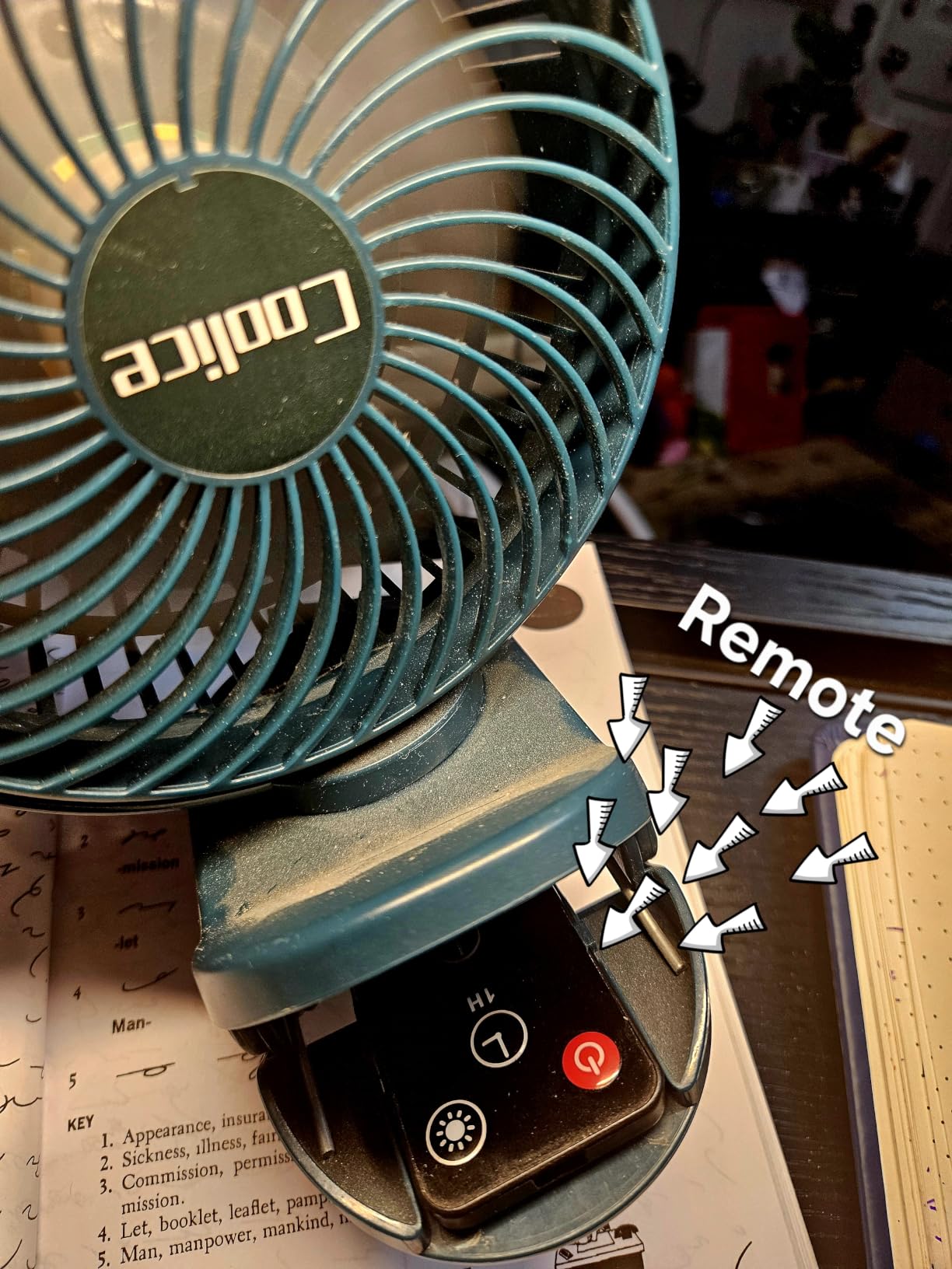 Camping Fan with Remote Control - 12000mAh Rechargeable Battery Powered Fan, Camping Fans for Tents with LED light & Hanging Hook, Rechargeable Battery Operated Ceiling Fans for Tent RV Bed, Green customer photo 2