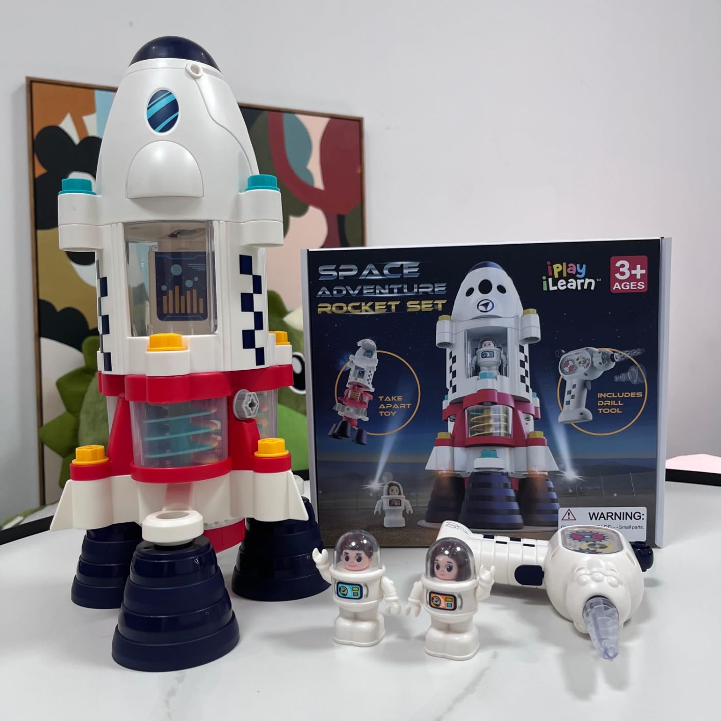 iPlay, iLearn Rocket Space Toy 3 4 5 Year Old Boys Kids Girls, Toddler STEM | Spaceship Building Playset w/Electric Drill, 2 Astronauts, Educational Learning Science Kit Birthday Gift for Age 3 4 5 6 7 8 customer photo 1