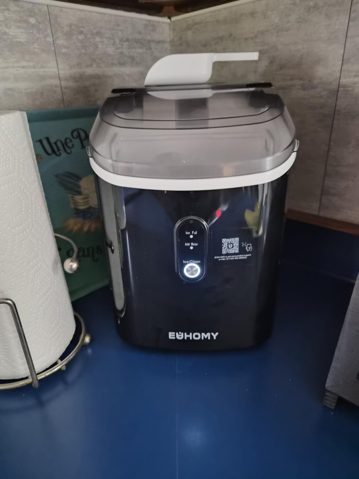 EUHOMY Nugget Ice Maker Countertop with Handle, Ready in 6 Mins, 34lbs Per Day, Removable Top Cover, Auto-Cleaning, Portable Sonic Ice Maker with Basket and Scoop, for Home/Party/RV/Camping (Black) customer photo 2