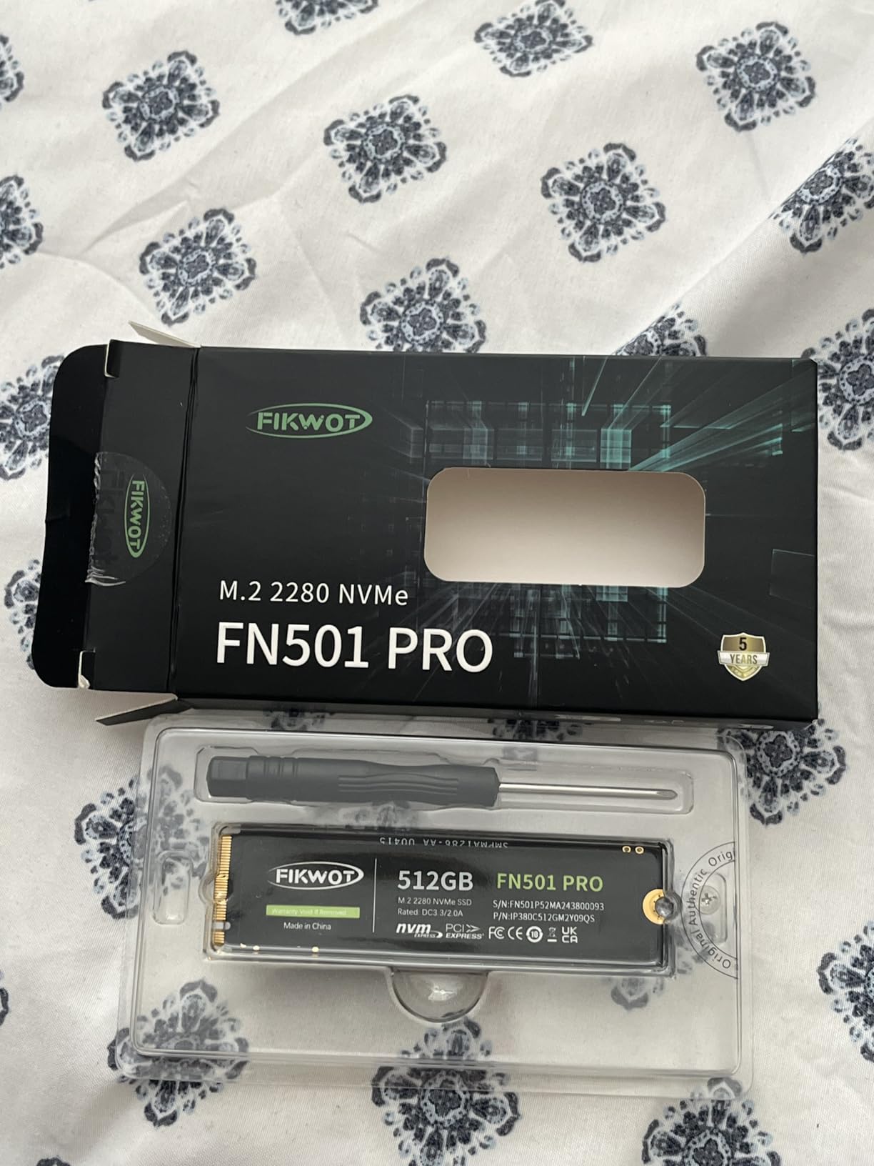 Fikwot FN501 Pro 256GB NVMe SSD - M.2 2280 PCIe Gen3 x4 Internal Solid State Drive with Graphene Cooling Sticker, Up to 3,000MB/s customer photo 1