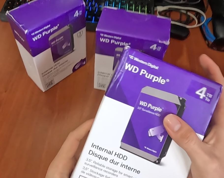 4TB WD Purple Surveillance Internal Hard Drive HDD - SATA 6 Gb/s, 256 MB Cache, 3.5