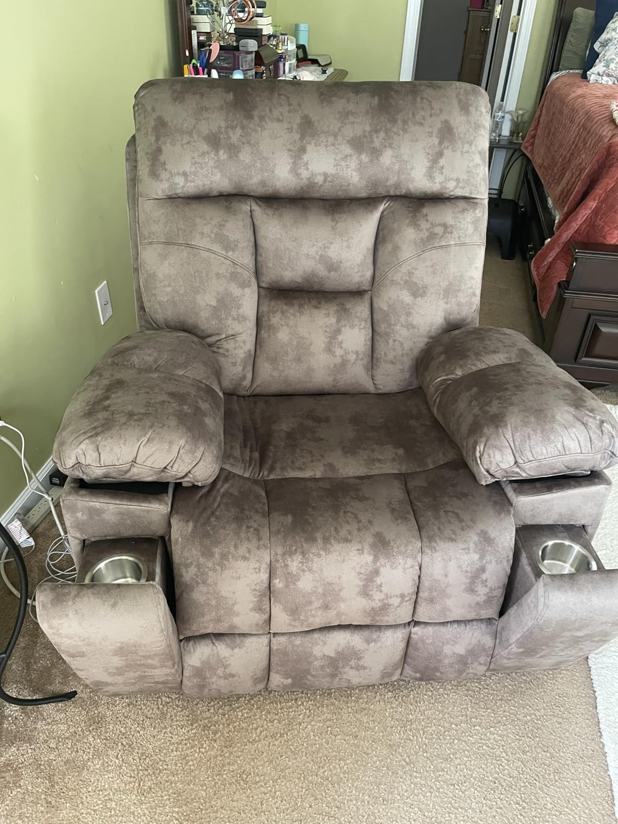 CANMOV Large Power Lift Recliner Chair with Massage and Heat for Elderly Big and Tall People, Overstuffed Wide Recliners with 2 Cup Holders, Side Pocket and USB Port, Camel customer photo 2