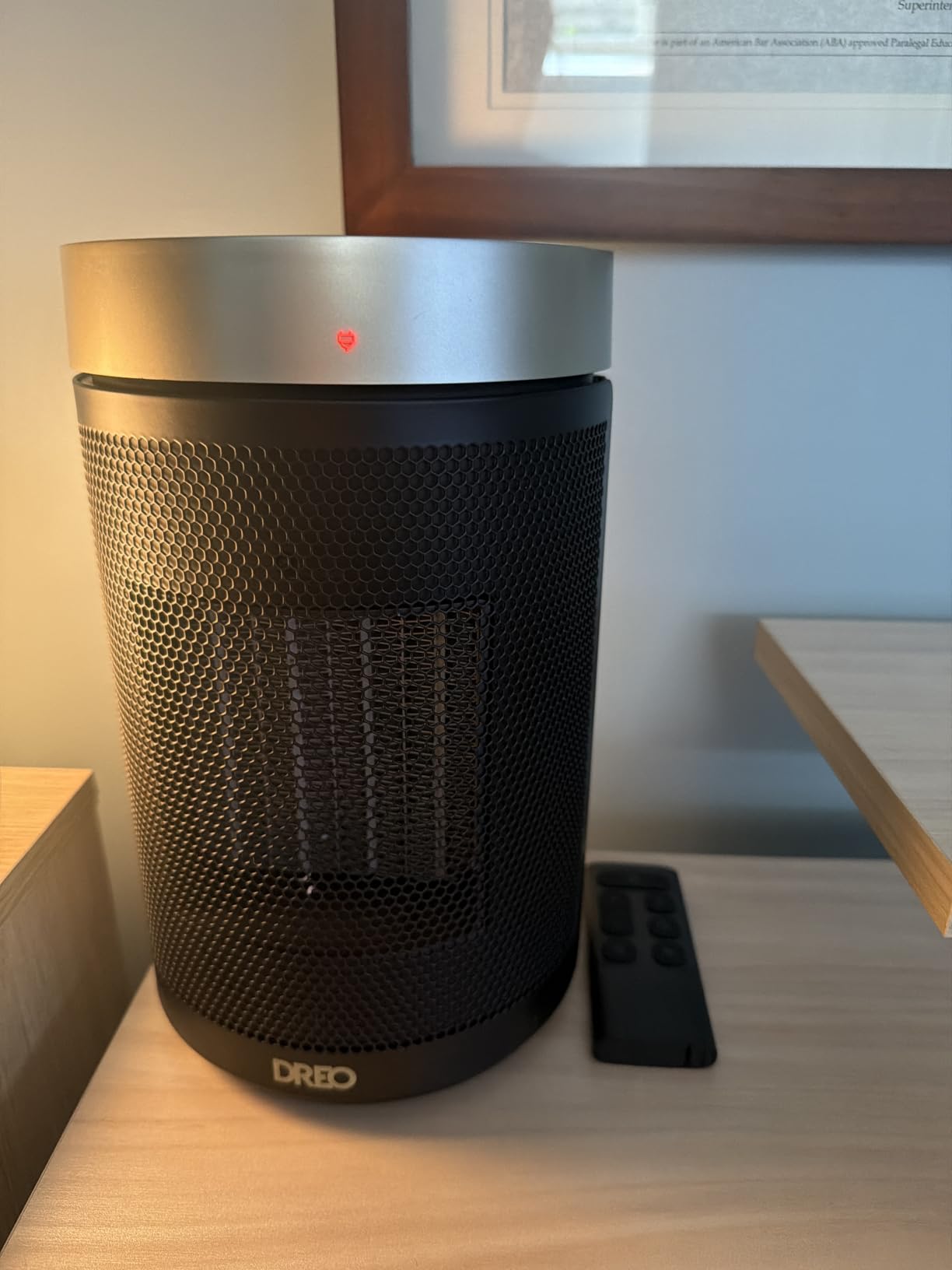 DREO Space Heater, Portable Electric Heaters for Indoor Use with Thermostat and Remote, 2024 Upgraded, Digital Display, 12H Timer, 5 Mode, 1500W PTC Ceramic Fast Safety Heat for Office Bedroom Home customer photo 1