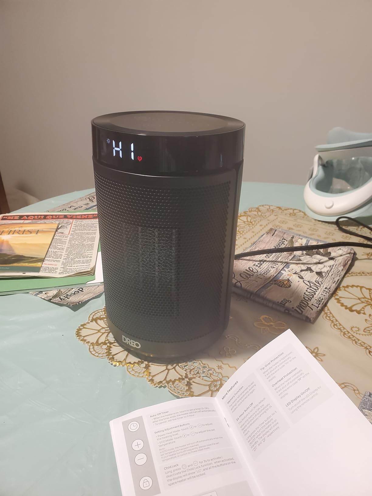 DREO Space Heater, Portable Electric Heaters for Indoor Use with Thermostat and Remote, 2024 Upgraded, Digital Display, 12H Timer, 5 Mode, 1500W PTC Ceramic Fast Safety Heat for Office Bedroom Home customer photo 2