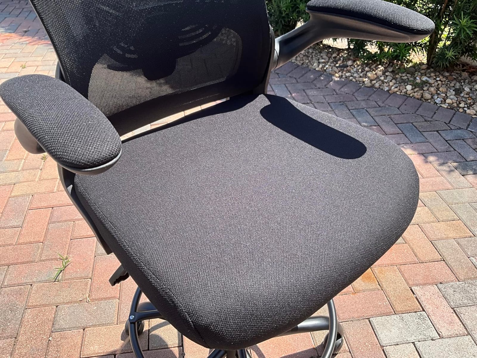 ErGear Drafting Chair with Footrest Ring and Flip-Up Arms for Tall Desks | 8 inch seat height adjustment, lumbar support, 33% thicker seat, breathable mesh, 300 lbs capacity, standing desk use customer photo 1