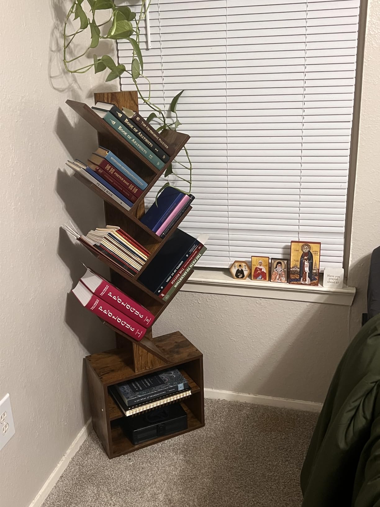 SUNMORY 6 Tier Tree Bookshelf, Small Bookcase with Storage Cabinet, Modern Tall Narrow Bookshelves Organizer, Floor Standing Book Shelf for Bedroom/Living Room/Home Office/Corner, Rustic Brown customer photo 2