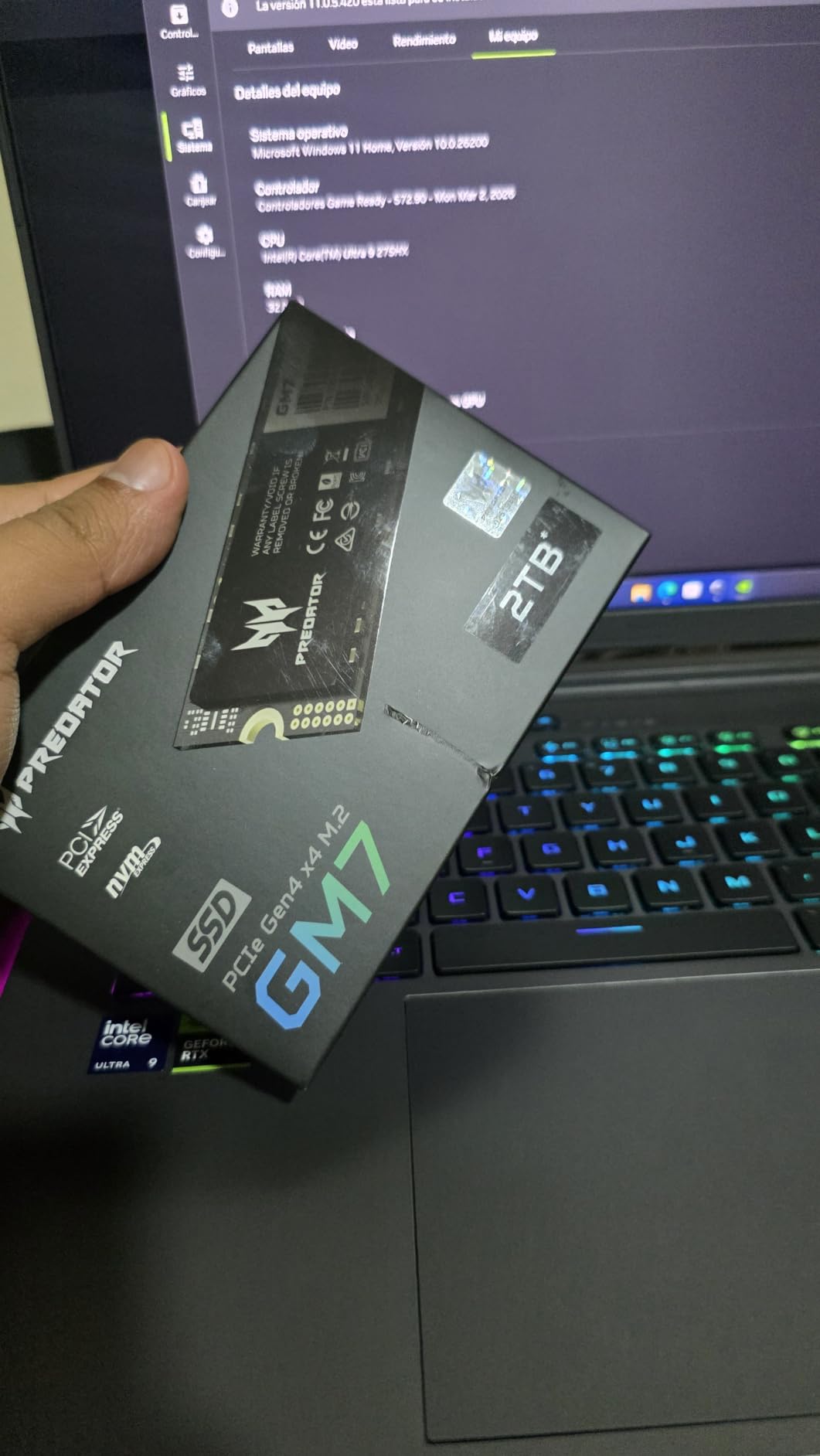 Acer Predator GM7 2TB SSD: M.2 2280 PCIe Gen 4 x4 NVMe 2.0, Read Speed Up to 7400 MB/s, Internal PC Solid State Drive for Laptop, Desktop and PS5 - BL.9BWWR.119 customer photo 1