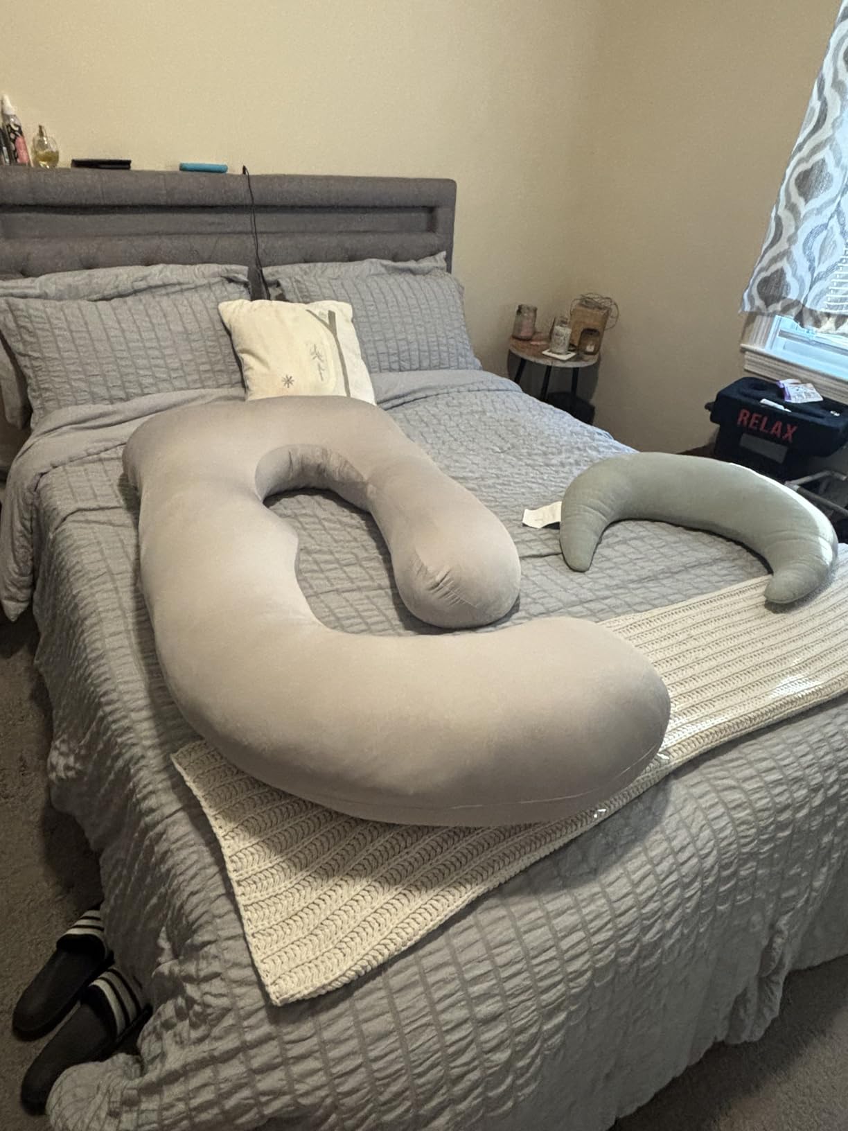 Sasttie Cooling Pregnancy Pillows for Sleeping, U Shaped Full Body Pillow with Removable Cover, Pregnant Women Must Haves, Maternity Essential, Light Grey customer photo 2