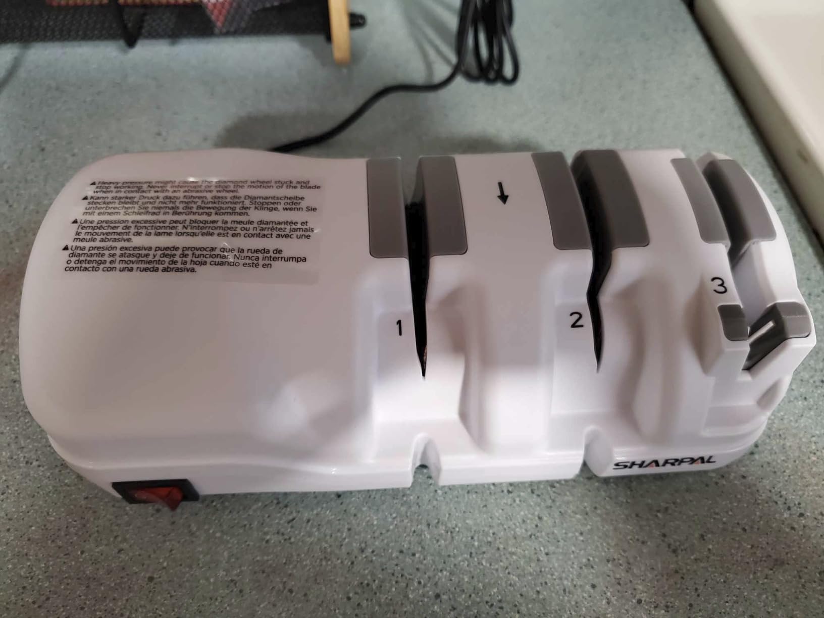 SHARPAL 198H Electric Knife Sharpener 3 Stage with Diamond Wheels | Suit for Double-Beveled Straight Edge Knives, Quick Razor-Sharp Results, Low Noise customer photo 2