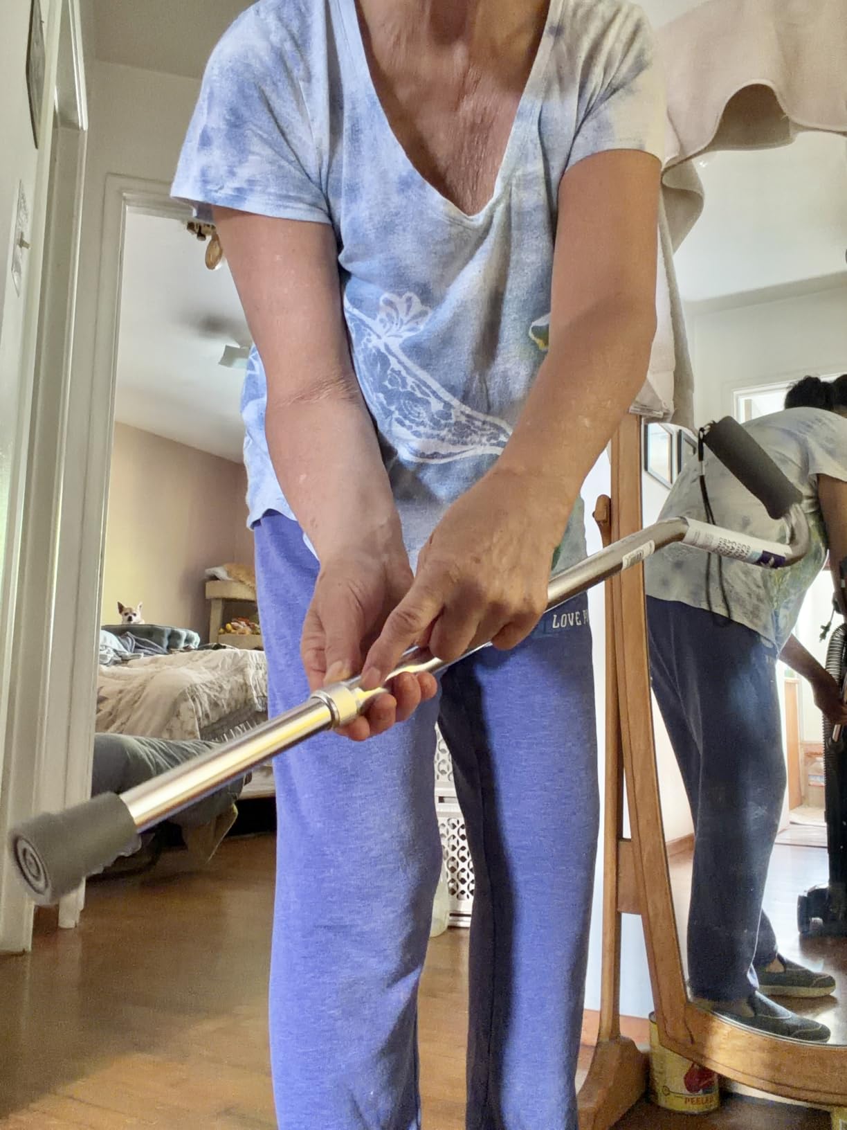 Medline Aluminum-Chrome Offset Walking Cane, Adjusts 29-38