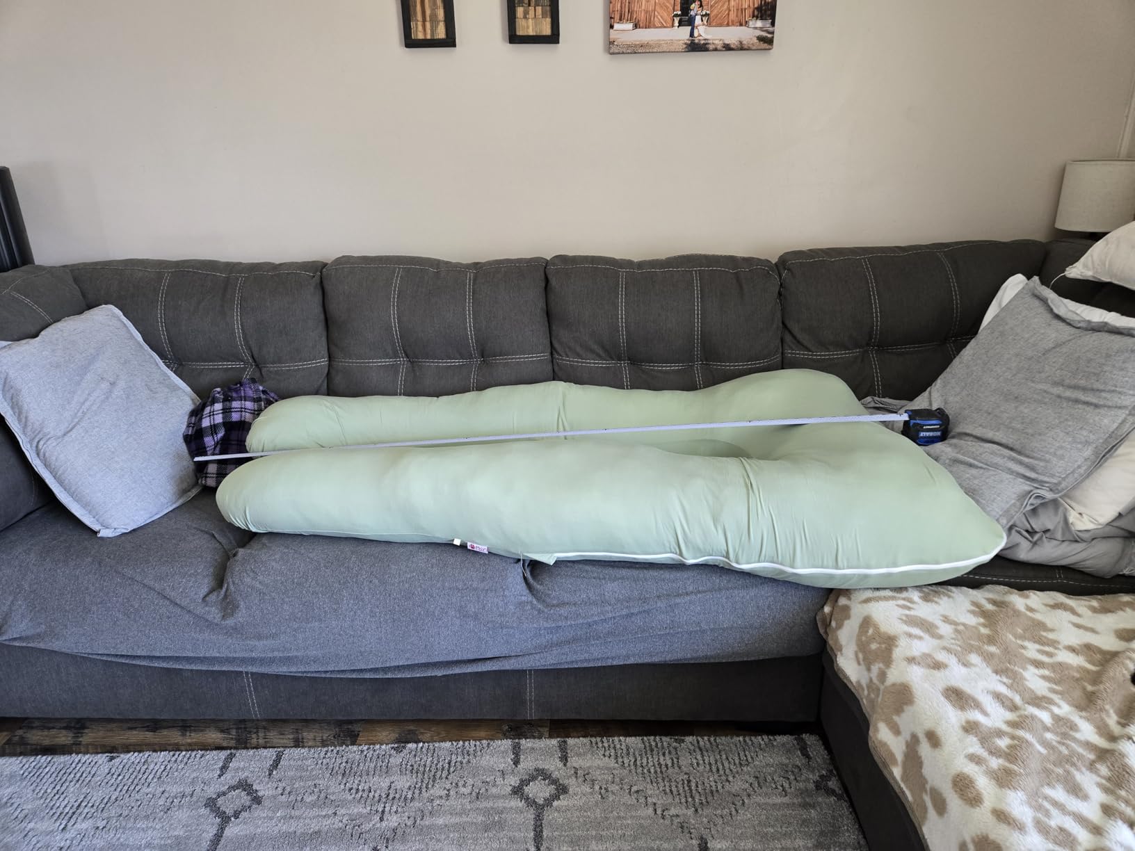 Meiz Pregnancy Pillow, U Shaped Pregnancy Pillows for Sleeping Cooling, 55 Inch Maternity Pillow for Pregnant Women, Body Pillows for Adults, Rayon Cover from Bamboo, Sage Green customer photo 2