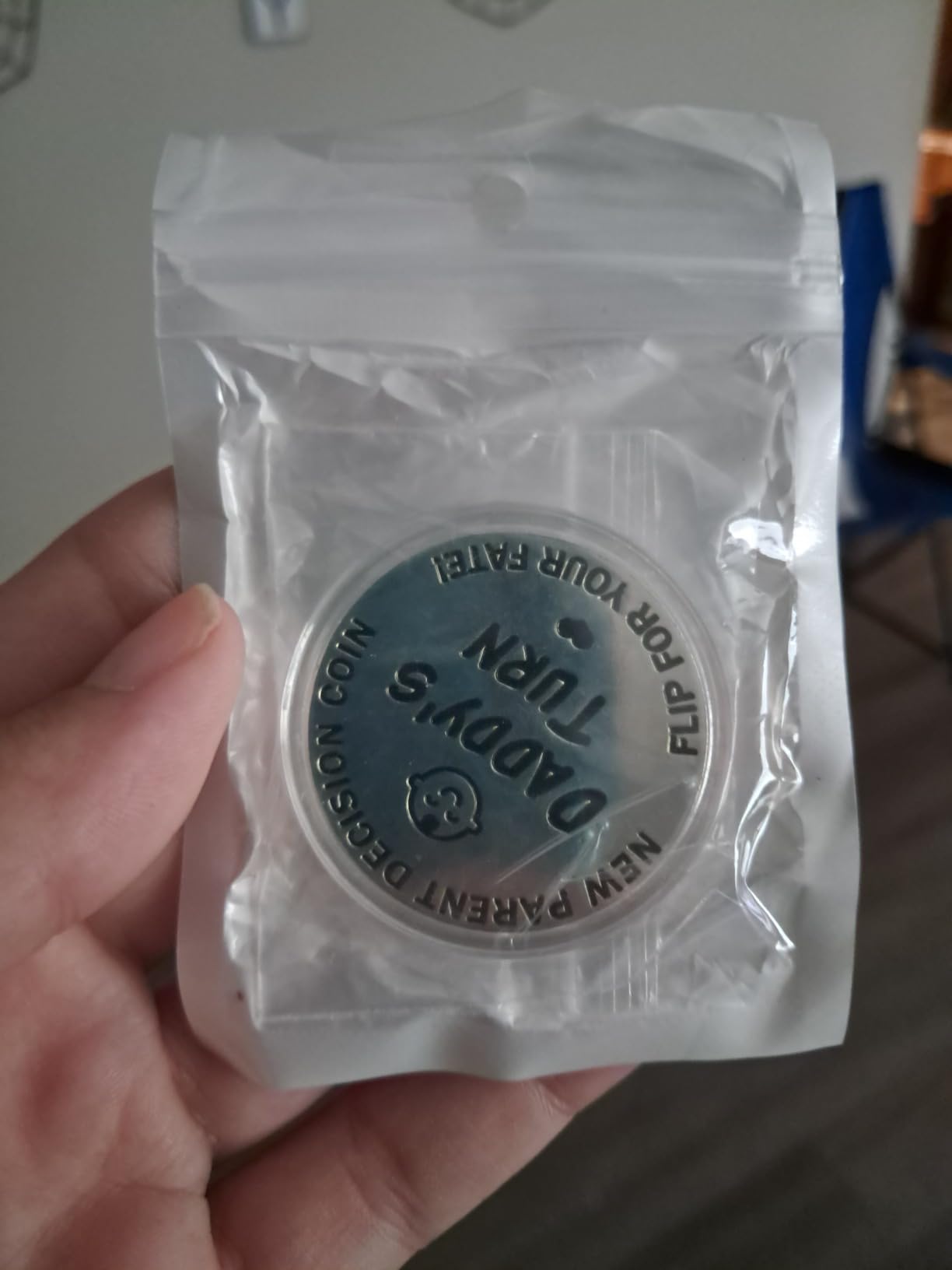 Funny Double Sided New Parents Decision Coin Pregnancy Gifts | New Parents Gifts for Couples Halloween Thanksgiving Christmas Stocking Stuffers for First Time to be Moms Dads customer photo 1
