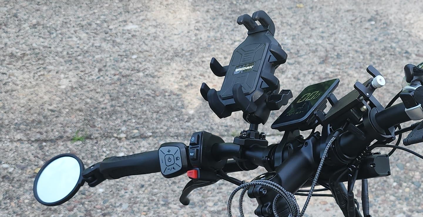 BRCOVAN Motorcycle Phone Mount Holder with Vibration Dampener | Anti-Shake Handlebar Cellphone Cradle for Bike Bicycle Scooter ATV, Adjustable Fit 5.4 - 6.9'' Smartphone customer photo 1