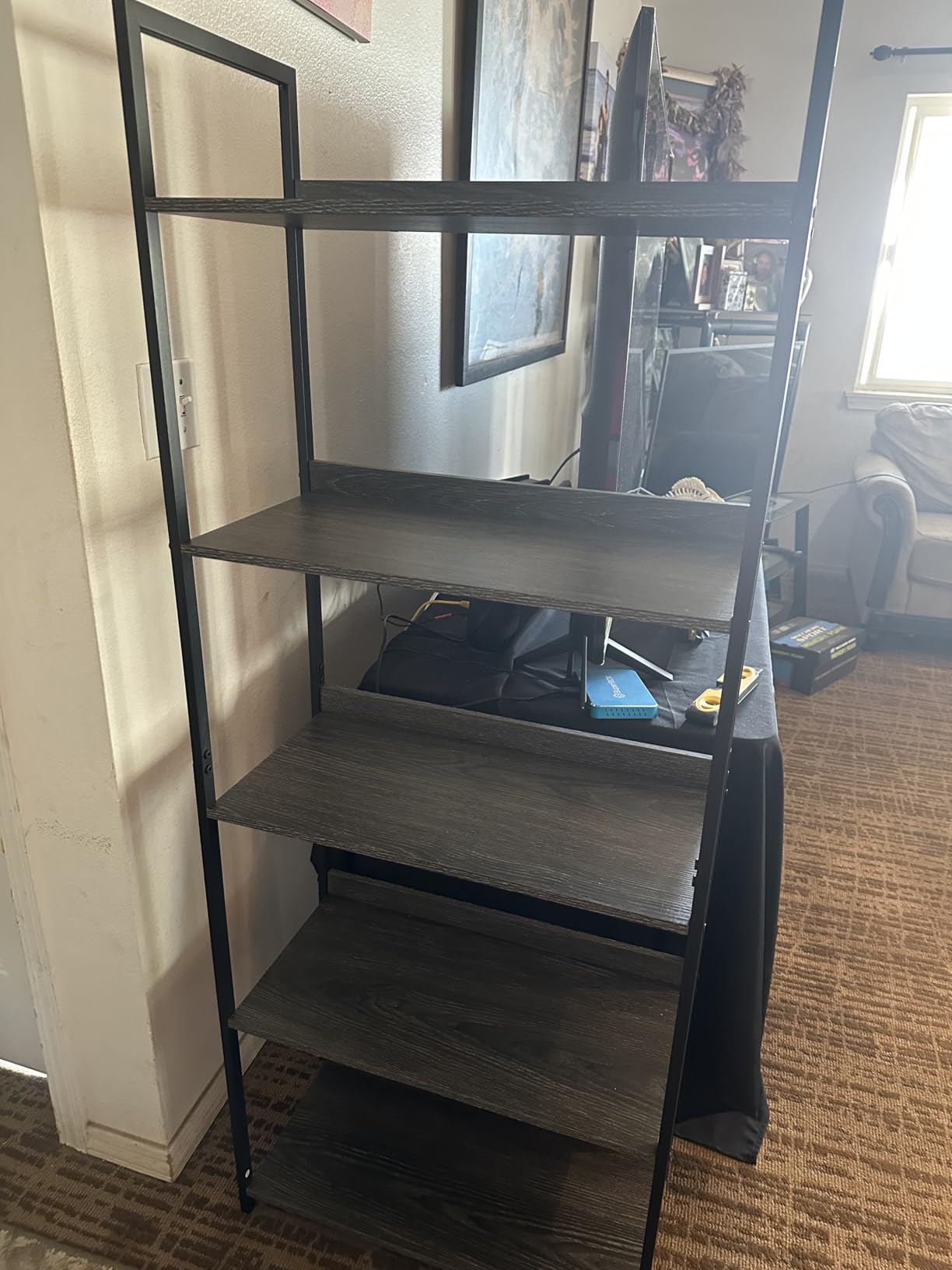 NUMENN Bookshelf, 5 Tier Bookshelves, Home Office Bookcase Shelf Storage Organizer, Free Standing Storage Shelving Unit for Bedroom, Living Room and Home Office, Vintage customer photo 2