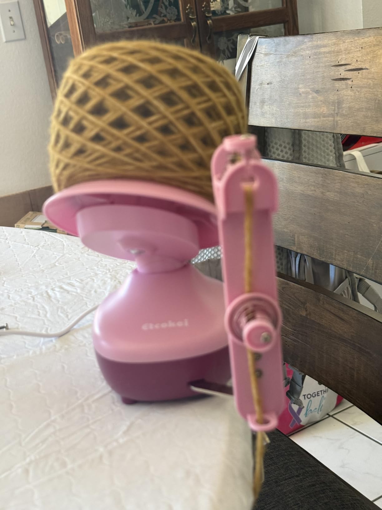 Yarn Winder, Electric Yarn Ball Winder for Crocheting, Compact Yarn Cake Winder with Strong Tension Stepless Speed, Automatic Yarn Spinner Wool Winder, Ideal Helper for Knitting Lovers(White) customer photo 1