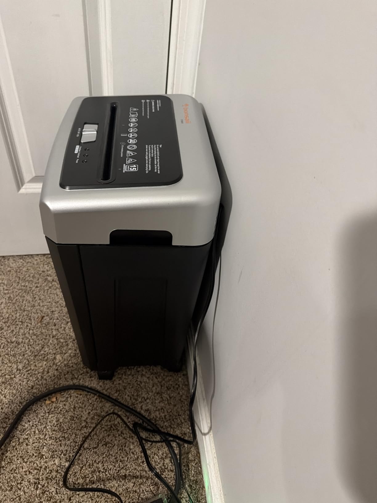 Bonsaii 15-Sheet Cross-Cut 40-Min Heavy Duty Paper Shredder for Home Office | Anti-jam, 60dB Whisper-Quiet, P-4 High Security, Shredder for CDs, Staples, 5 Gal Pullout Bin, Easy-roll Casters C169-B customer photo 1