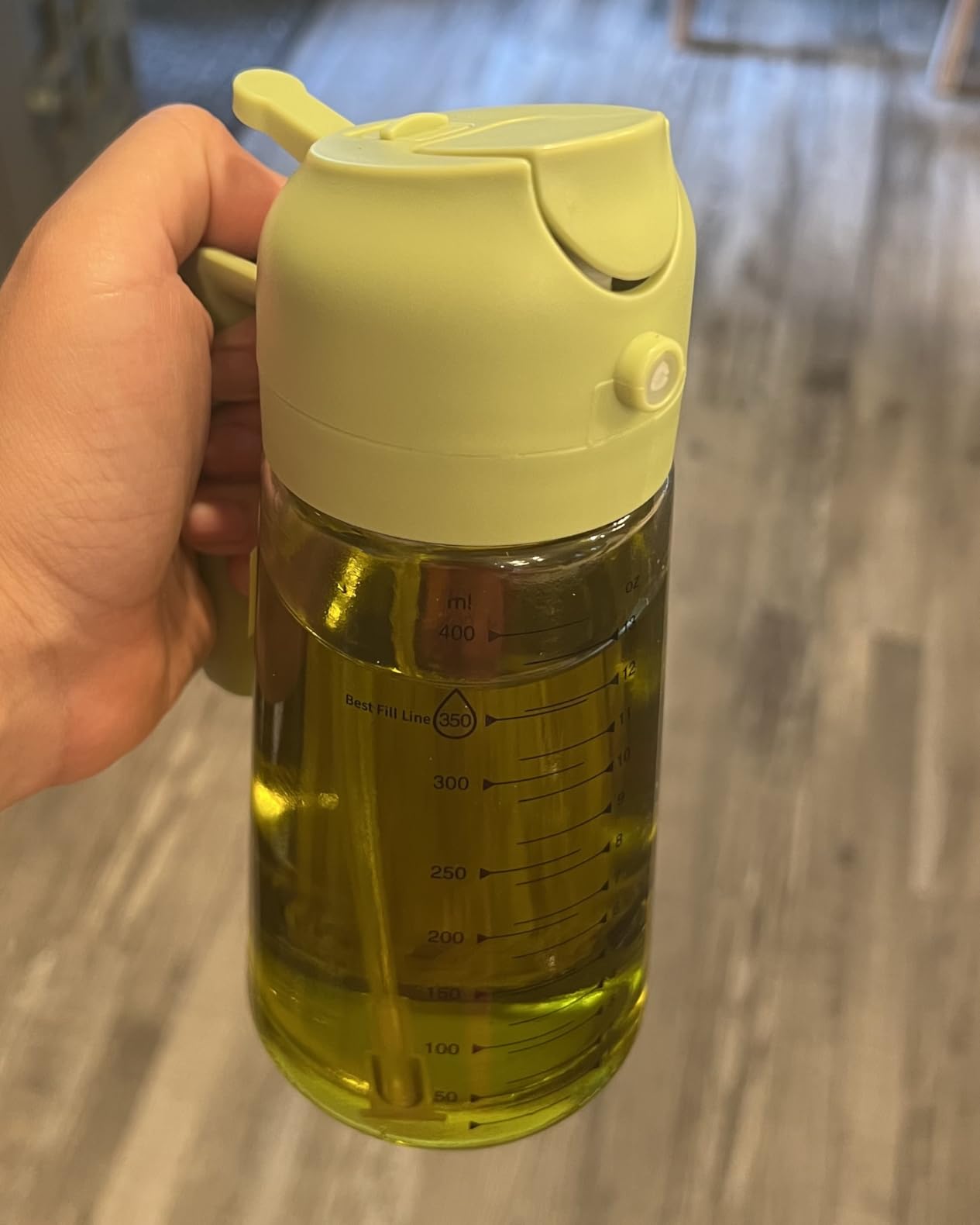 TrendPlain 16oz/470ml Glass Olive Oil Sprayer for Cooking - 2 in 1 Olive Oil Dispenser Bottle for Kitchen Gadgets and Air Fryer Accessories, Salad, BBQ - Black customer photo 2