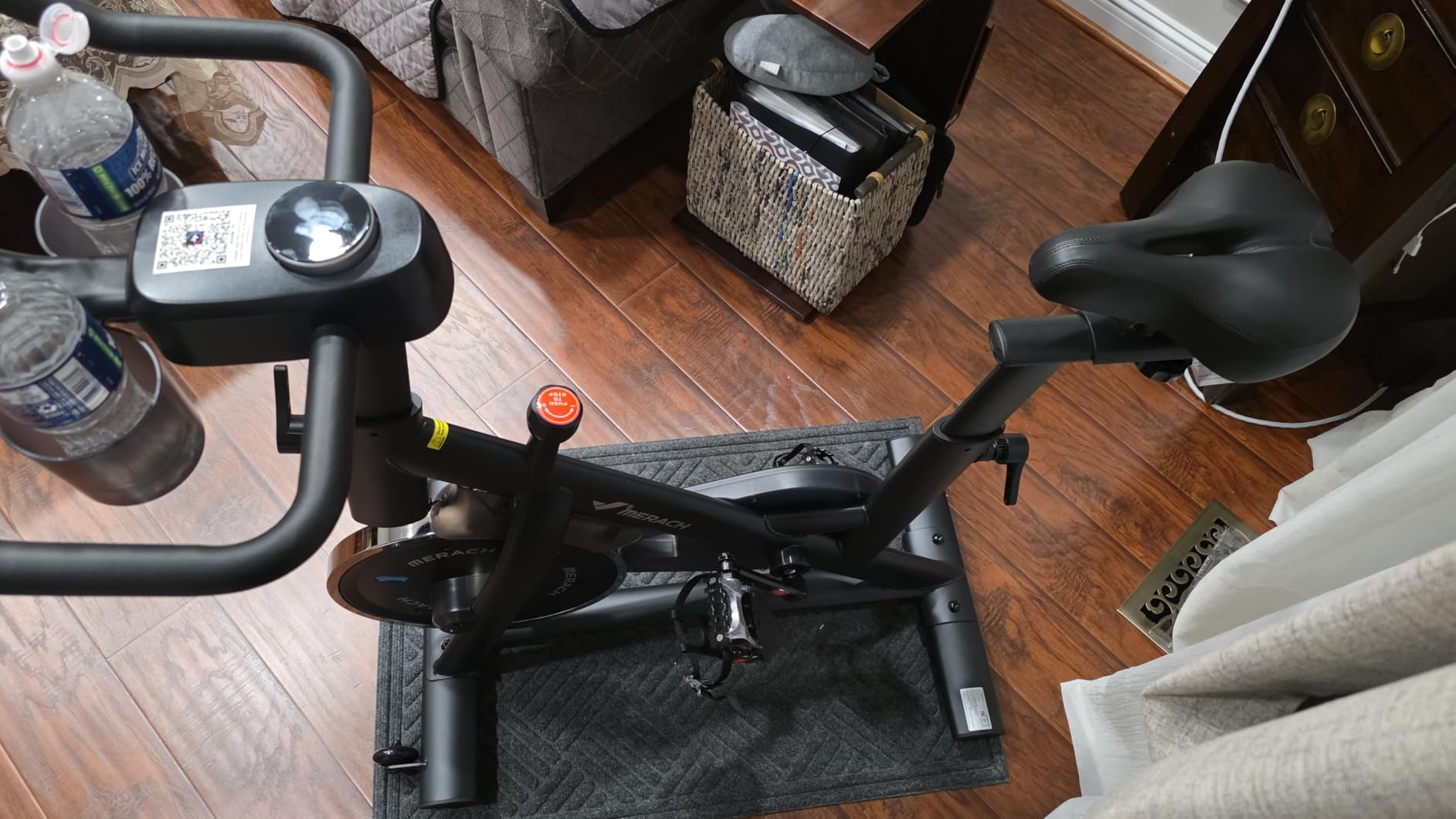 MERACH Exercise Bike, Magnetic Friction Stationary Bike with Brake Pad and Exclusive App, Low Noise Indoor Cycling Bike with 300lbs Weight Capacity, Tablet Mount and Fitness Courses for Weight Loss customer photo 2
