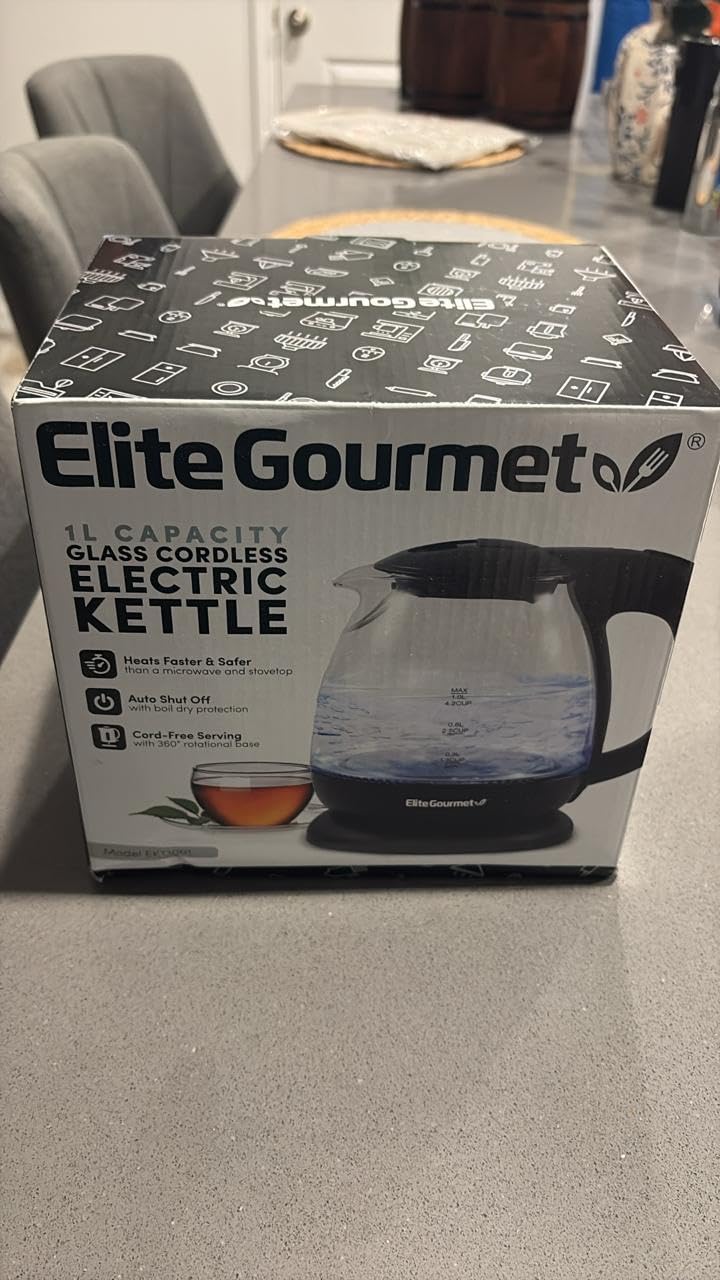 Elite Gourmet EKT3001 1L Digital Water Kettle, 304 Stainless Steel Interior, Programmed Temperatures, Keep Warm Function, Cordless, 360° Base, Auto Off & Audible Indicator, Matte Black customer photo 2