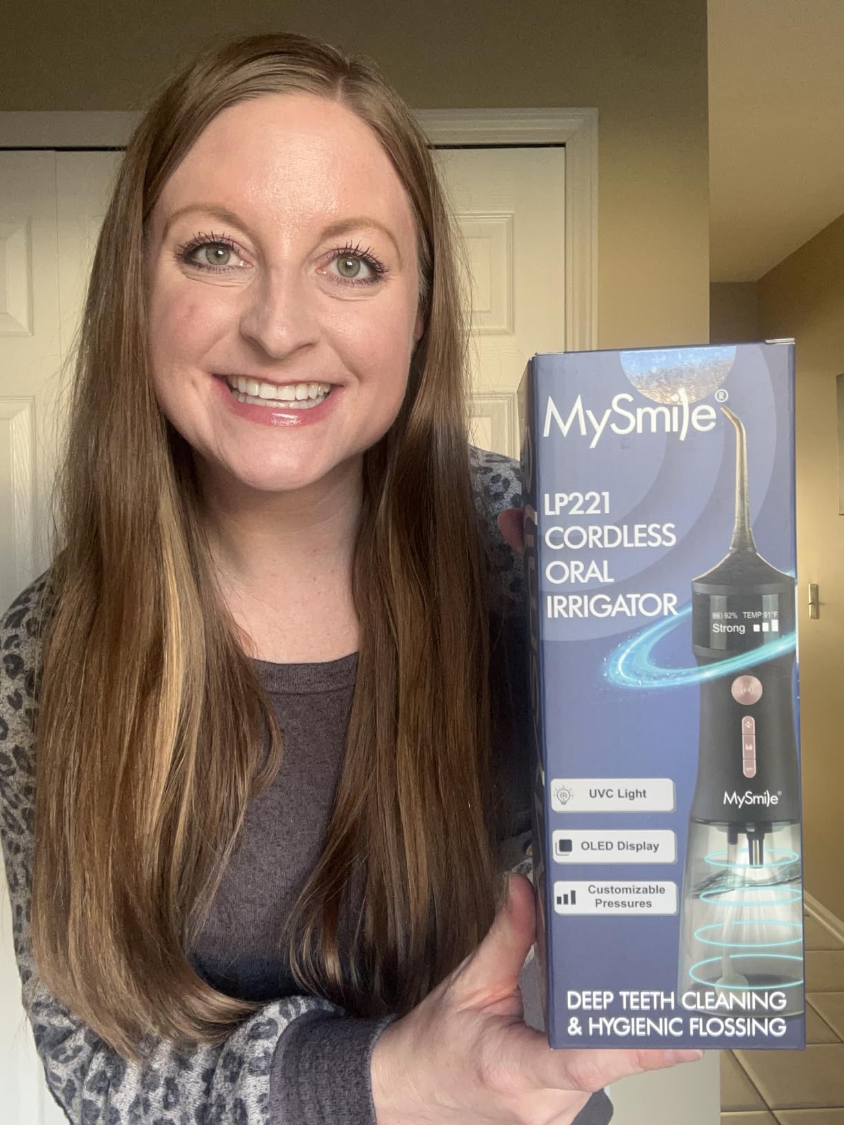 MySmile LP221 Cordless Water Flossers for Teeth with UVC Light Sanitizer and OLED Display, 335ML 4 Modes Water Teeth Cleaner Picks for Teeth Cleaning and Water Flossing (Midnight Black) customer photo 1