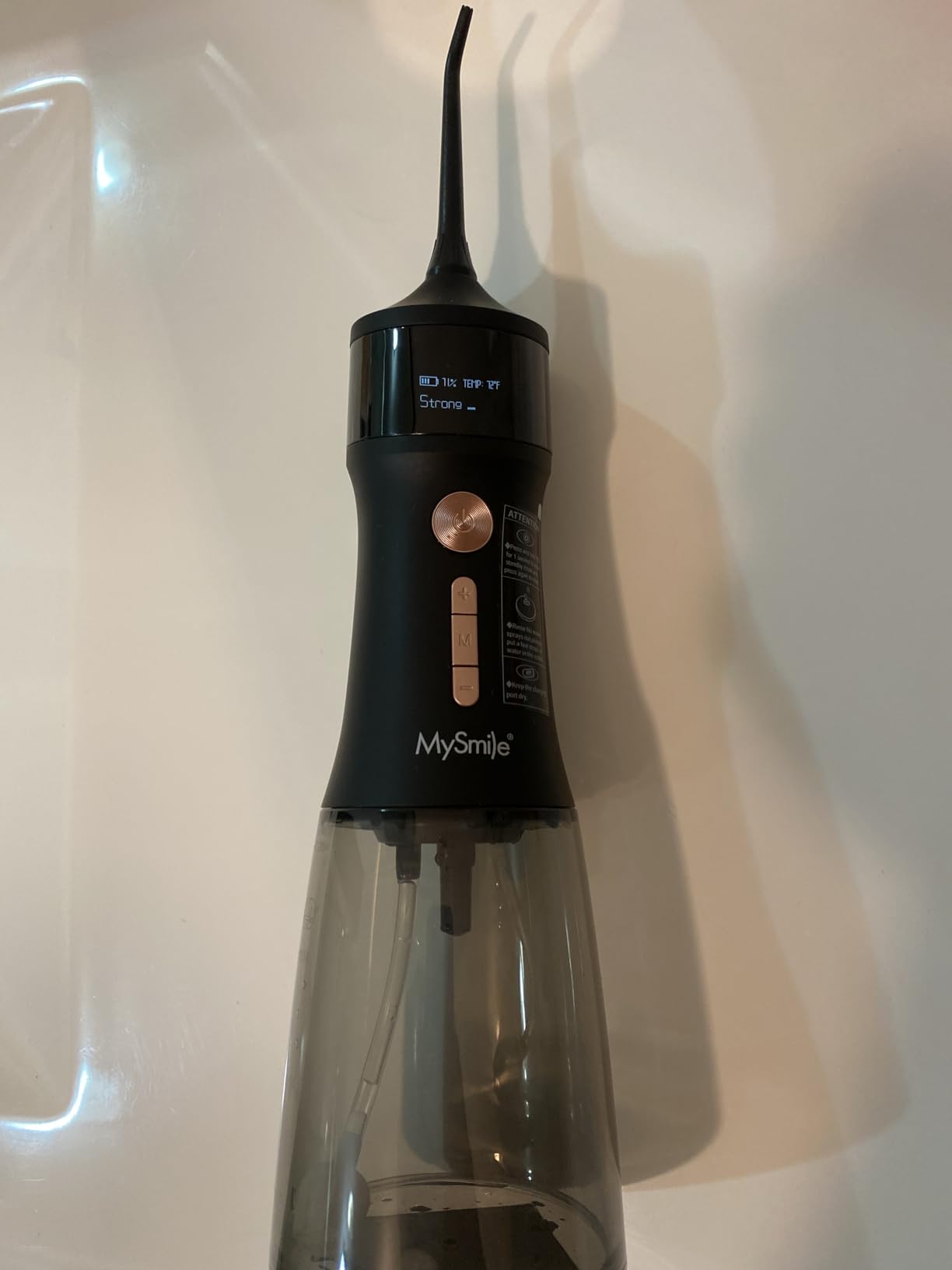 MySmile LP221 Cordless Water Flossers for Teeth with UVC Light Sanitizer and OLED Display, 335ML 4 Modes Water Teeth Cleaner Picks for Teeth Cleaning and Water Flossing (Midnight Black) customer photo 2