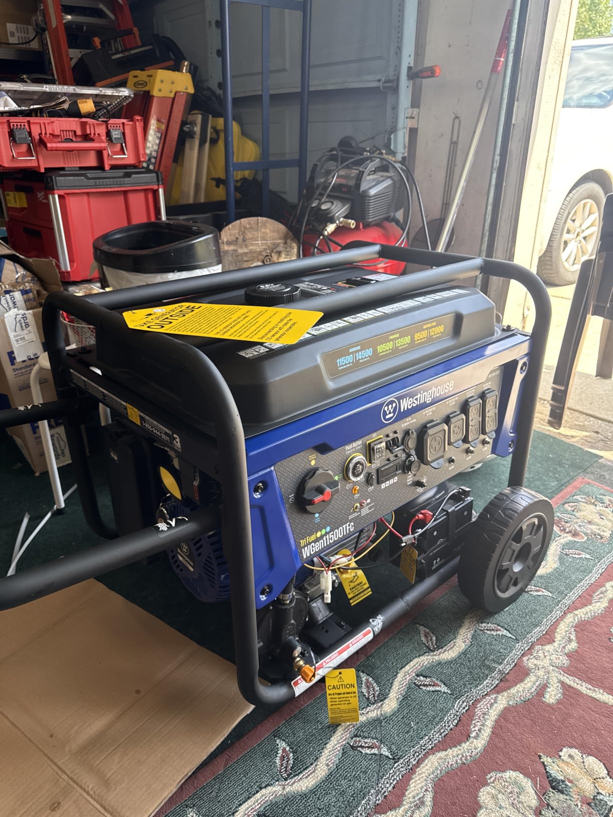 Westinghouse 14500 Peak Watt Tri-Fuel Home Backup Portable Generator, Remote Electric Start, Transfer Switch Ready, Gas, Propane, and Natural Gas Powered customer photo 1