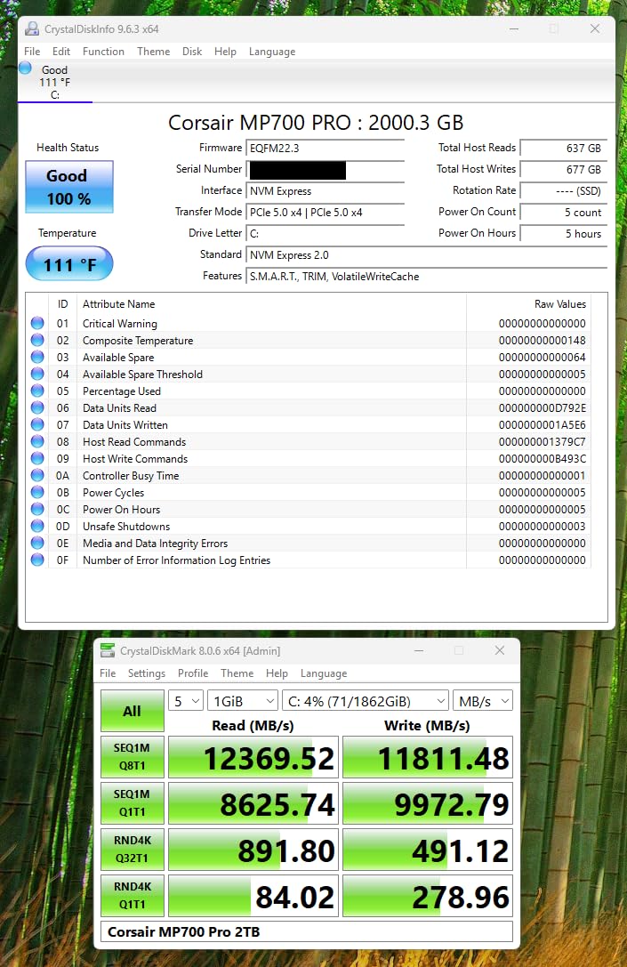 Corsair MP700 PRO 1TB M.2 PCIe Gen5 x4 NVMe 2.0 SSD - Up to 11,700MB/sec Sequential Read, TLC NAND customer photo 2