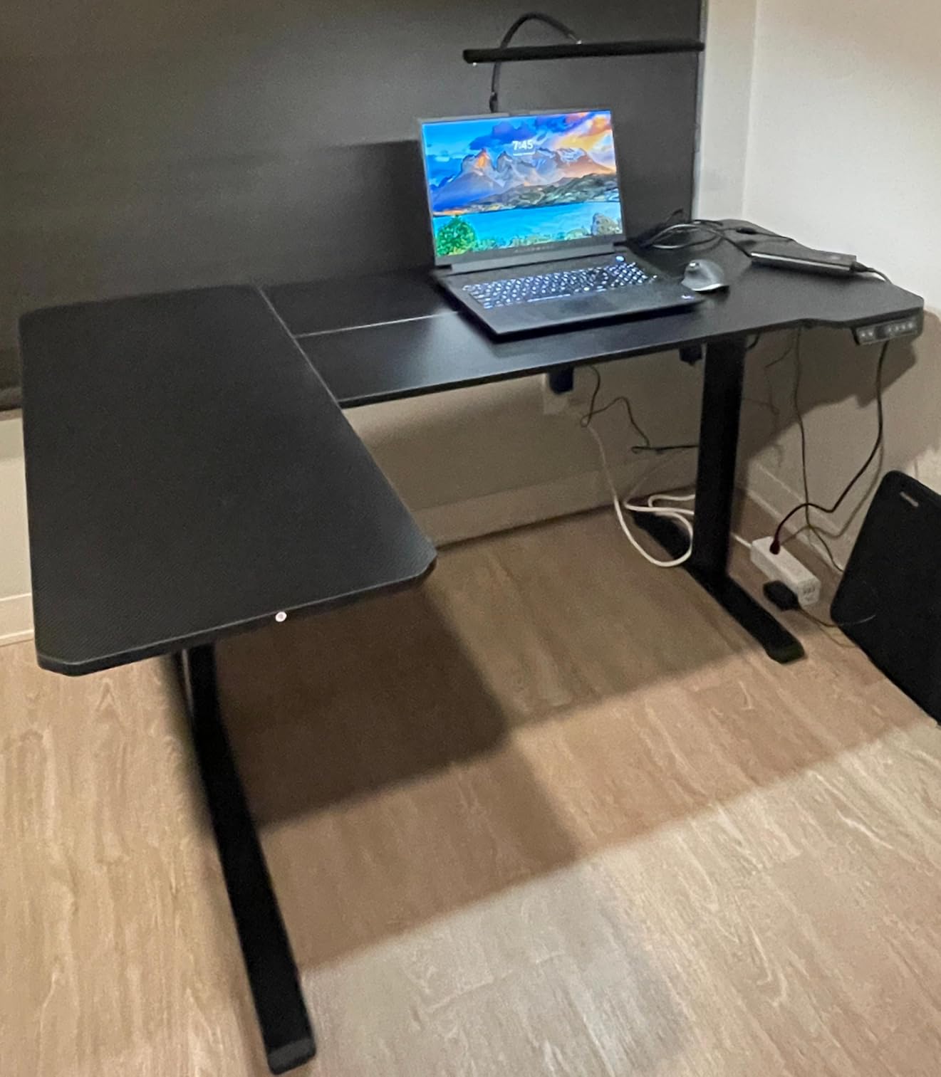 Acrolix L Shaped Electric Standing Desk - 59x40 Inch Reversible Corner Sit Stand Desk with Hook&Cup Holder,Electric Height Adjustable Table,for Home Office Gaming Computer Desk, Rustic Brown customer photo 1