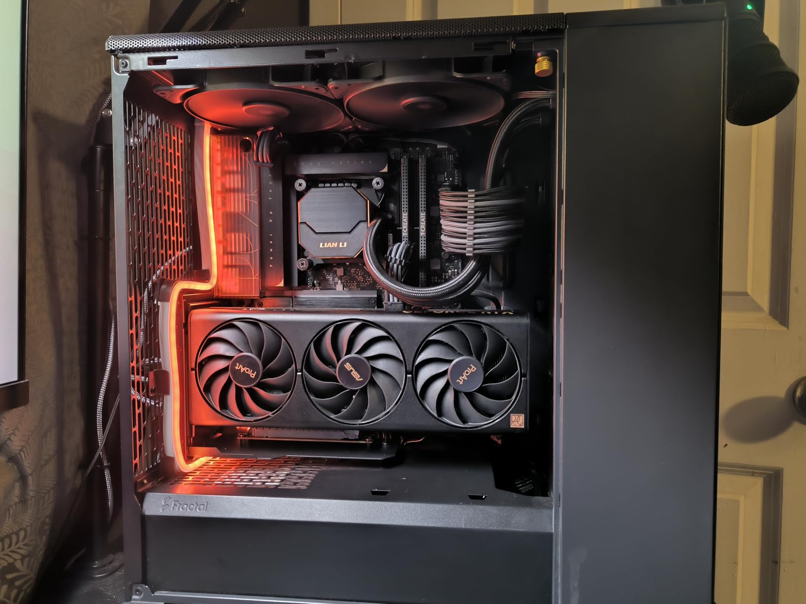 EZDIY-FAB Shield Vertical GPU Mount with High-Speed PCIE 4.0 Riser Cable, Shield Series, 115mm/4.52in Flexible Extension, 90 Degree Connector, Only Compatible to Full-Opened PCIe Slots-Black-YIHPI344 customer photo 1