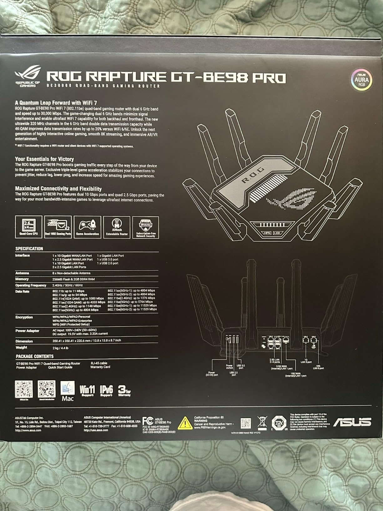 ASUS ROG Rapture GT-BE98 Pro WiFi 7 Gaming Router - Quad-Band, 30Gbps, Mesh customer photo 2