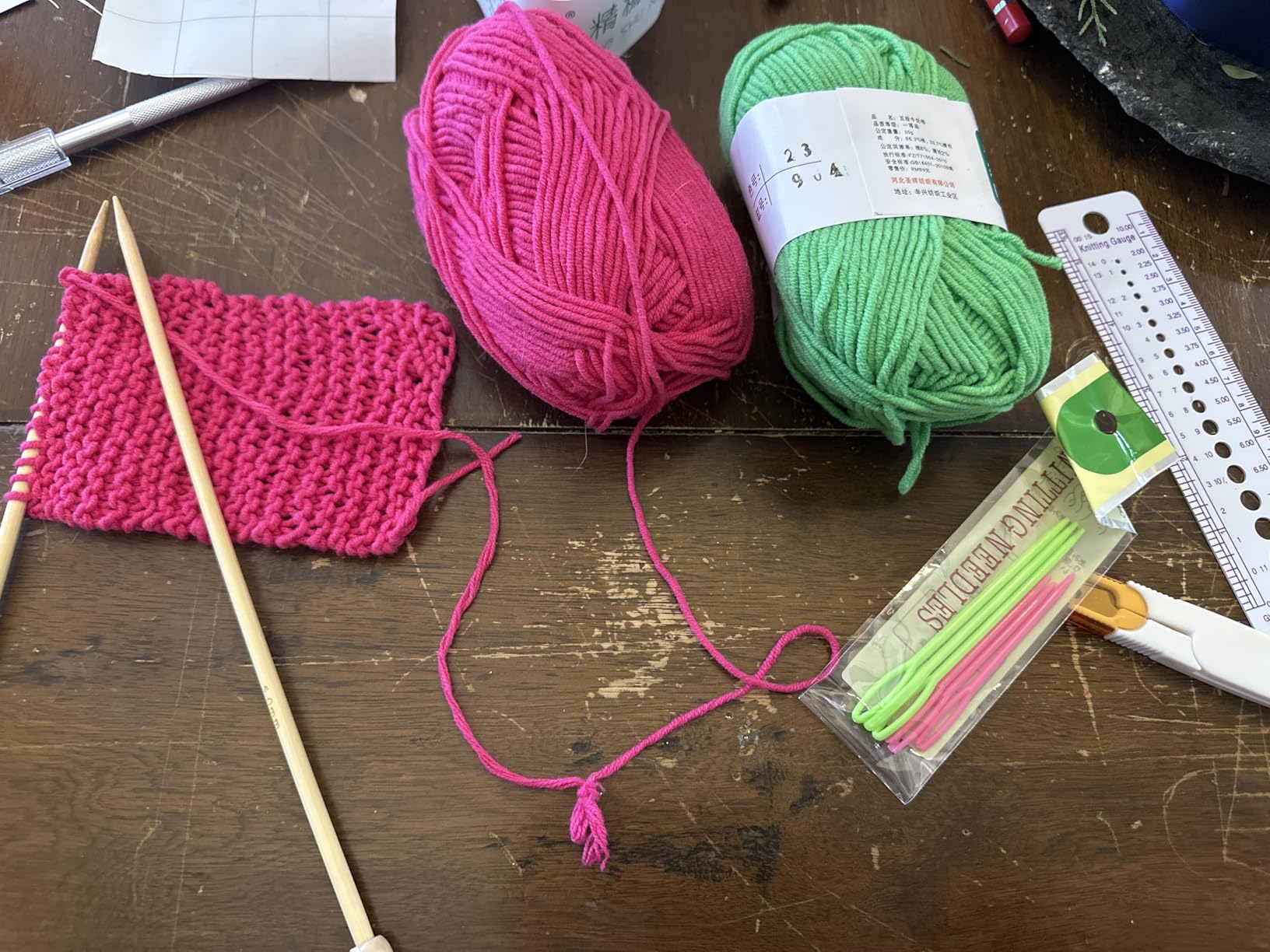Aeelike Knitting Kit for Beginners, Complete Beginner Knitting Kit Easy Knitting Set Including Knitting Needles Set Cotton Yarn, Learn to Knit Dishcloth with Step-by-Step Instructions, Colorful customer photo 2