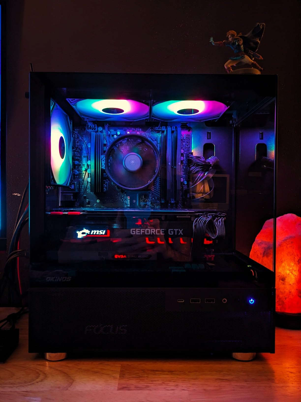 Okinos Aqua 3, Micro ATX Case, MATX PC Case with 3 X 120mm 3-Pin ARGB Fan Pre-Installed, Panoramic View Tempered Glass Front & Side Panel, with Type C Port, Black customer photo 1