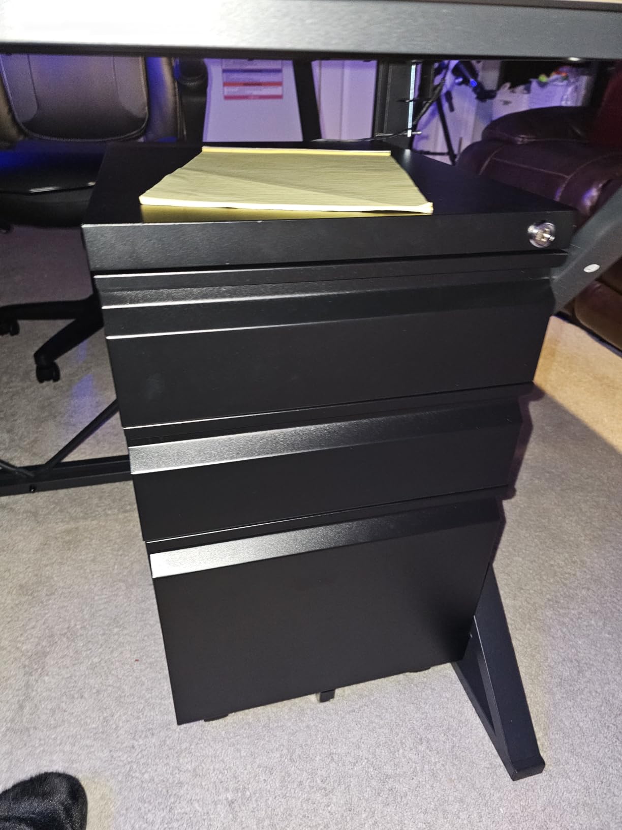 Mobile File Cabinet with Lock, 2 Drawer Under Desk Metal Rolling Filing Cabinets for Home Office Organizer Letters/Legal/A4 (Fully Assembled-Black) customer photo 2
