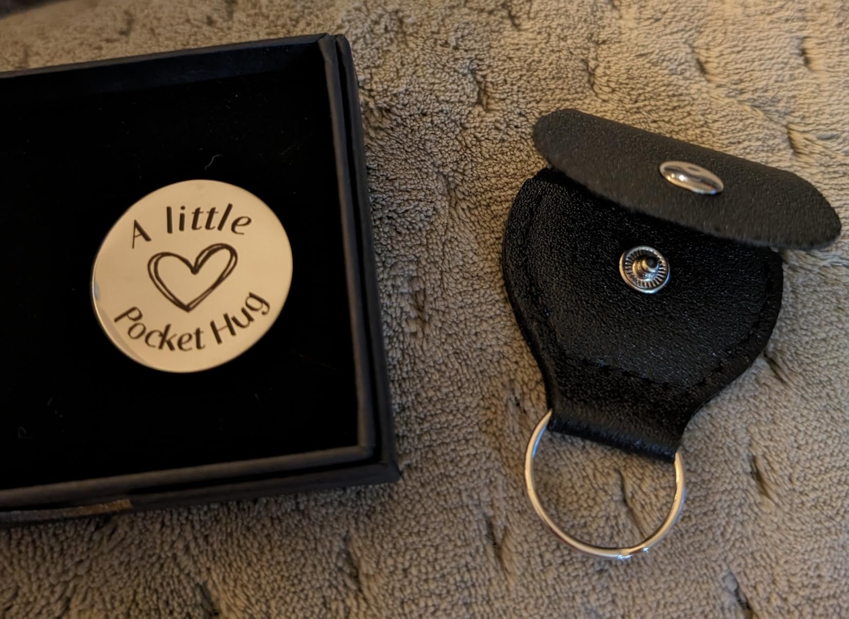 Pocket Hug Token Keychain for Men, Funny Boyfriend Present from Girlfriend | Long-distance Couple Gifts for Husband/Him From Wife, Christmas, Birthday, Valentine customer photo 2