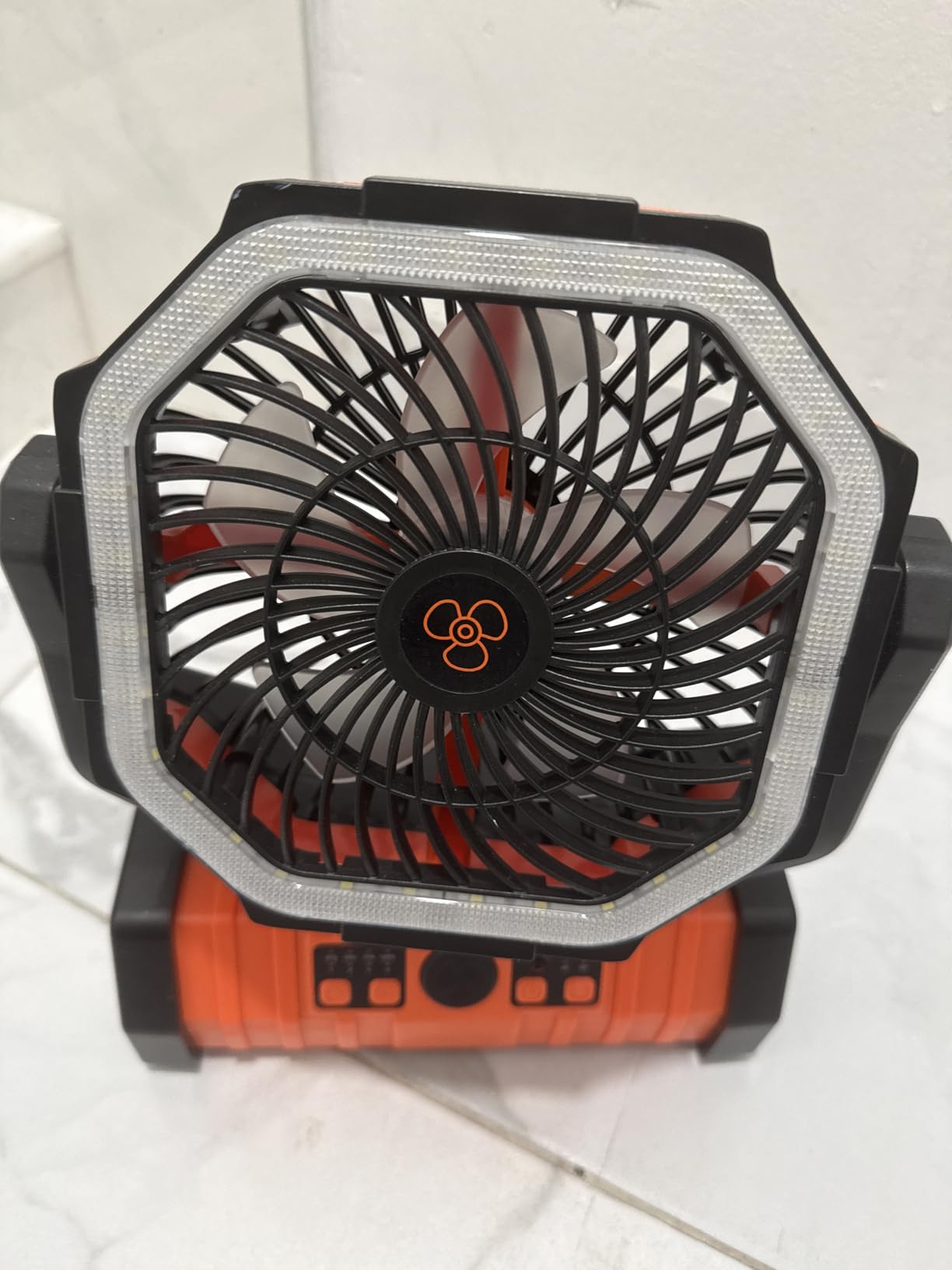 Camping Fan - 20000mAh Battery Powered Fan Rechargeable with LED Lantern - Portable Outdoor Tent Fans with Hanging Hook 4 Speeds Wind Remote Control, Black and Orange customer photo 2