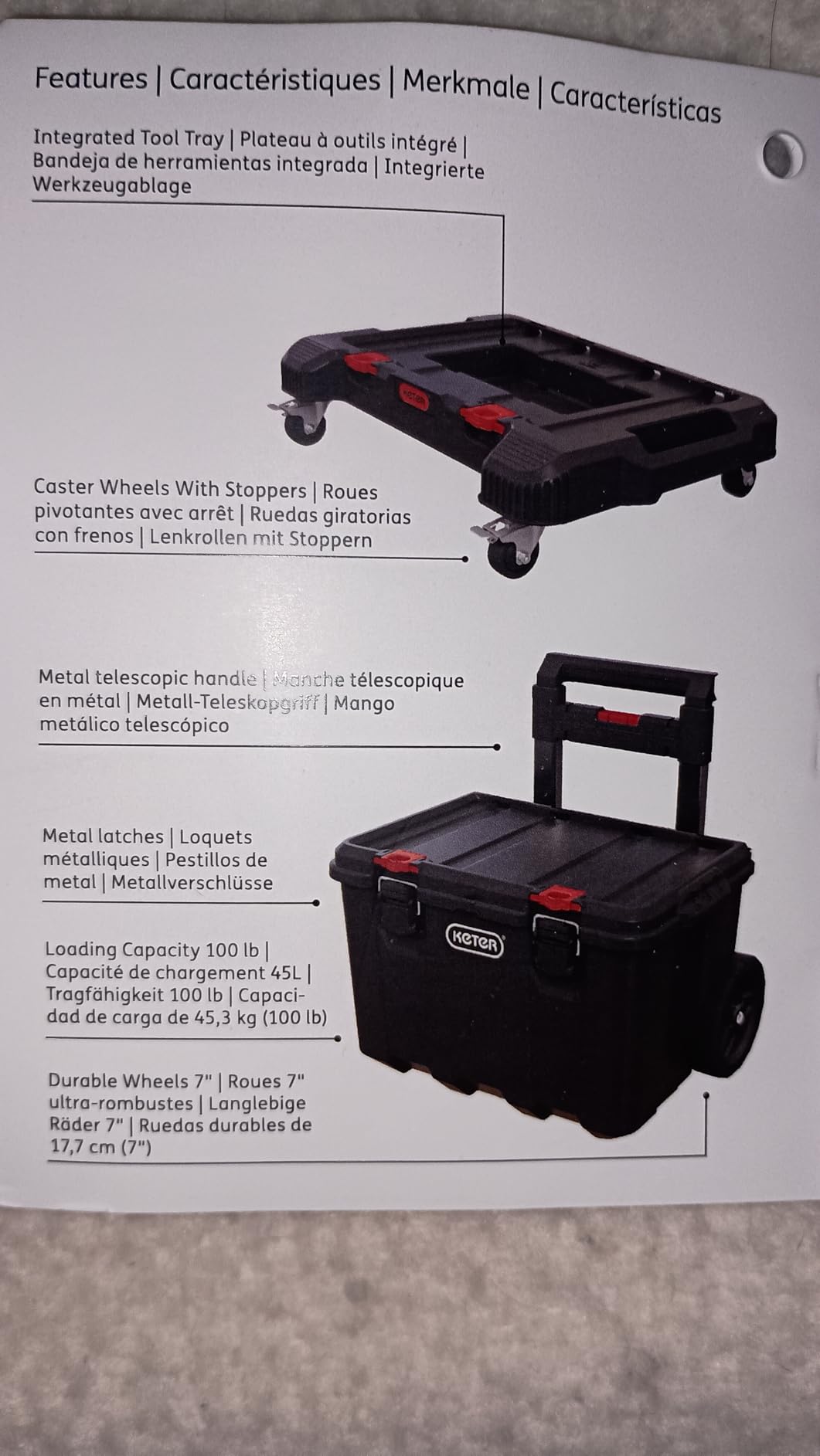 Keter Stack N Rolling Tool Box Modular Storage System 3 Piece - Black and Red, Heavy Duty, Weatherproof, All Terrain Wheels, Telescoping Handle customer photo 2