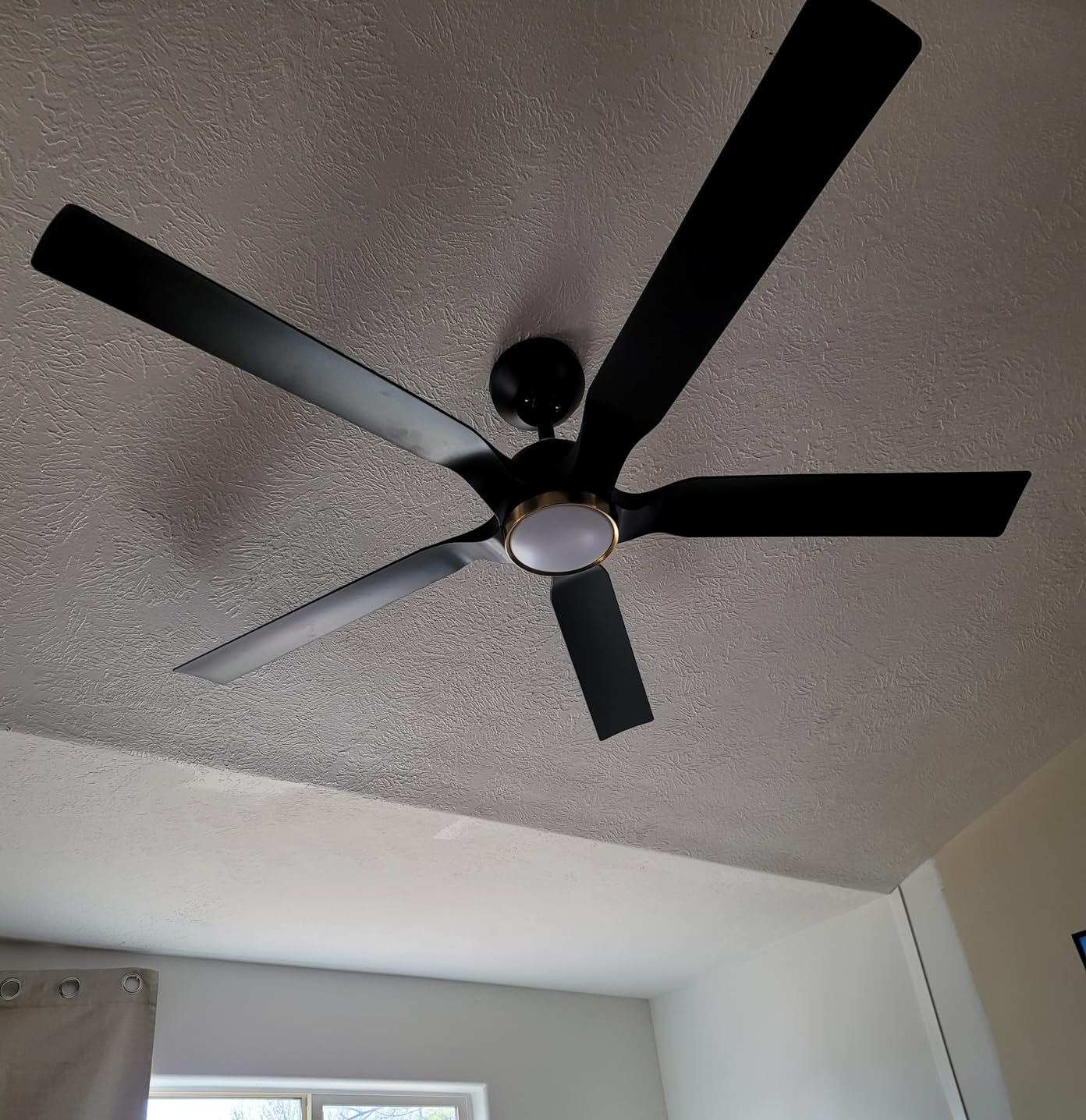 60 Inch Outdoor Ceiling Fan for Patios with Light, Black Gold Ceiling Fan with Long Downrods and Remote Control, 8299 High CFM, Indoor Exterior Fan with Reversible Quiet DC Motor, ABS Blade customer photo 1