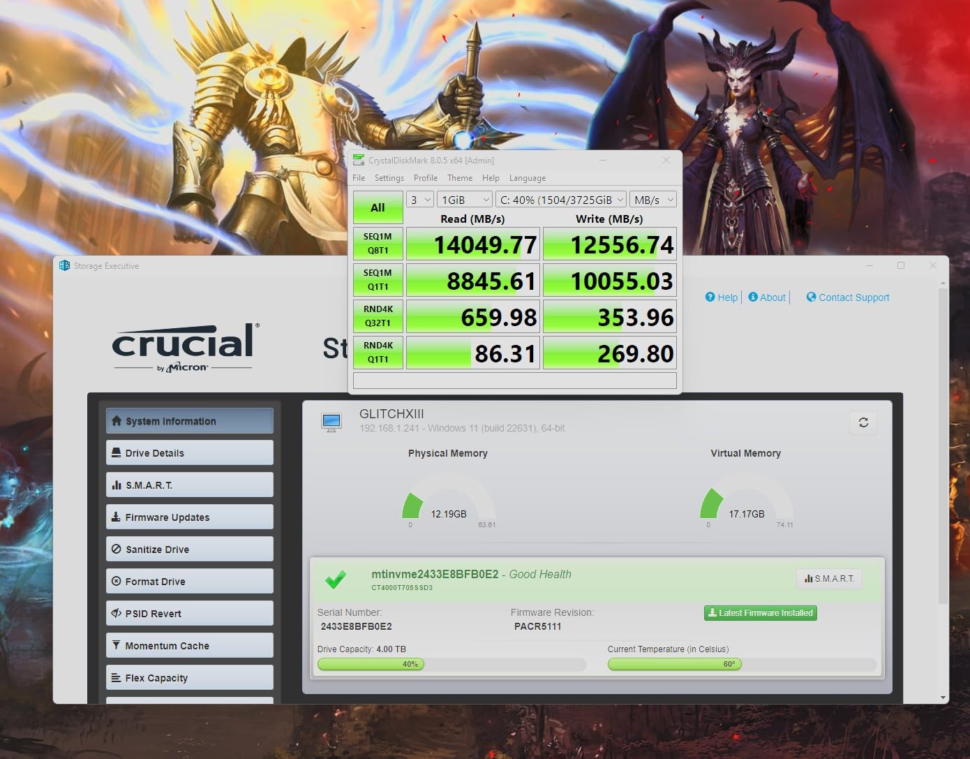 Crucial T705 PCIe Gen5 NVMe 4TB SSD, Up to 14,100MB/s, TLC NAND, Intel & Ryzen Compatible, for Hardcore Gaming & High-Speed Storage, Solid State Drive, Includes 1Mo Adobe CC - CT4000T705SSD3 customer photo 2