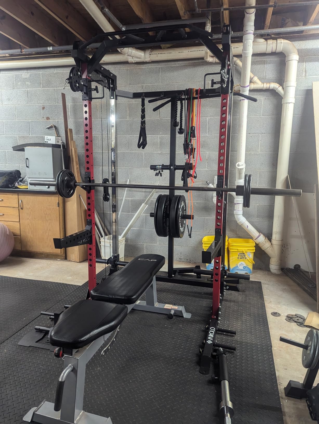 Mikolo Power Cage, 2000LB Power Rack with Independent Dual Pulley System, Multi-Function Home Gym Workout Machine for Cable Crossover and Squat customer photo 1