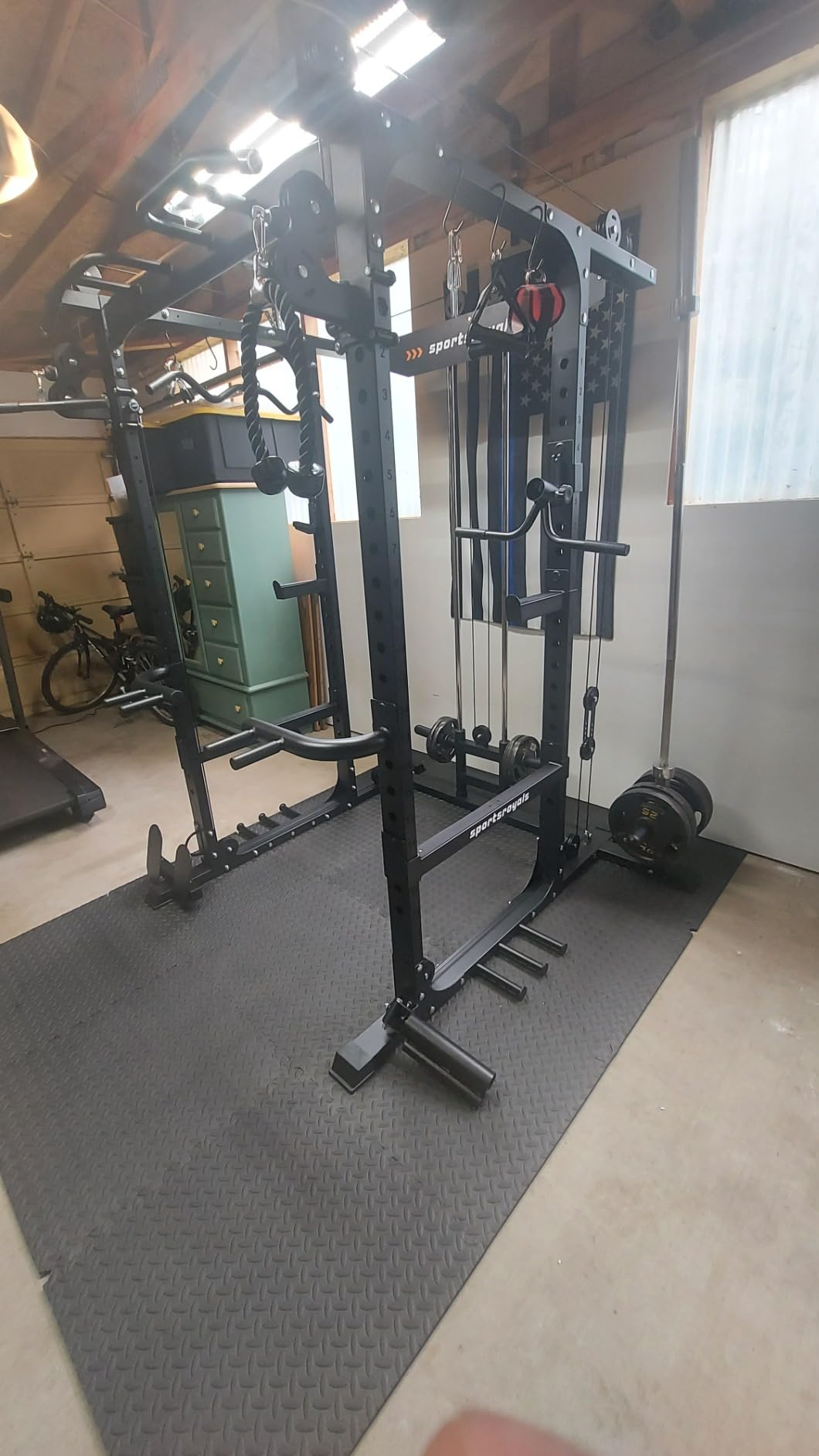SPORTSROYALS Power Rack, Multi-Functional Power Cage, Squat Rack with Pulley System & LAT Pull Down, Workout Cage with J Hooks for Home Gym customer photo 2