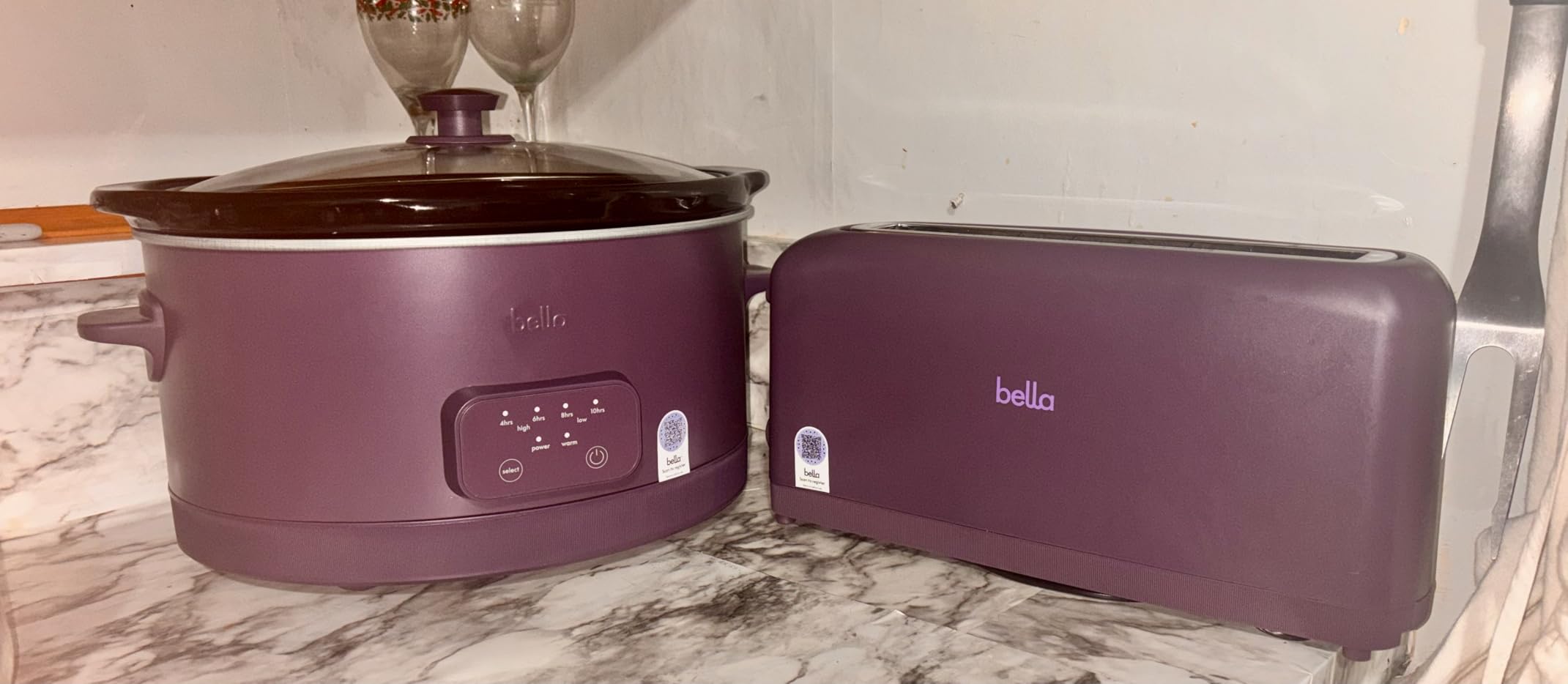 BELLA 6.0 Qt Programmable Slow Cooker, Ceramic Nonstick Coating, Adjustable Temperature & Cooking Times, Dishwasher Safe Stoneware Pot & Tempered Glass Lid, Tangle Free Cord Wrap, Plum customer photo 1