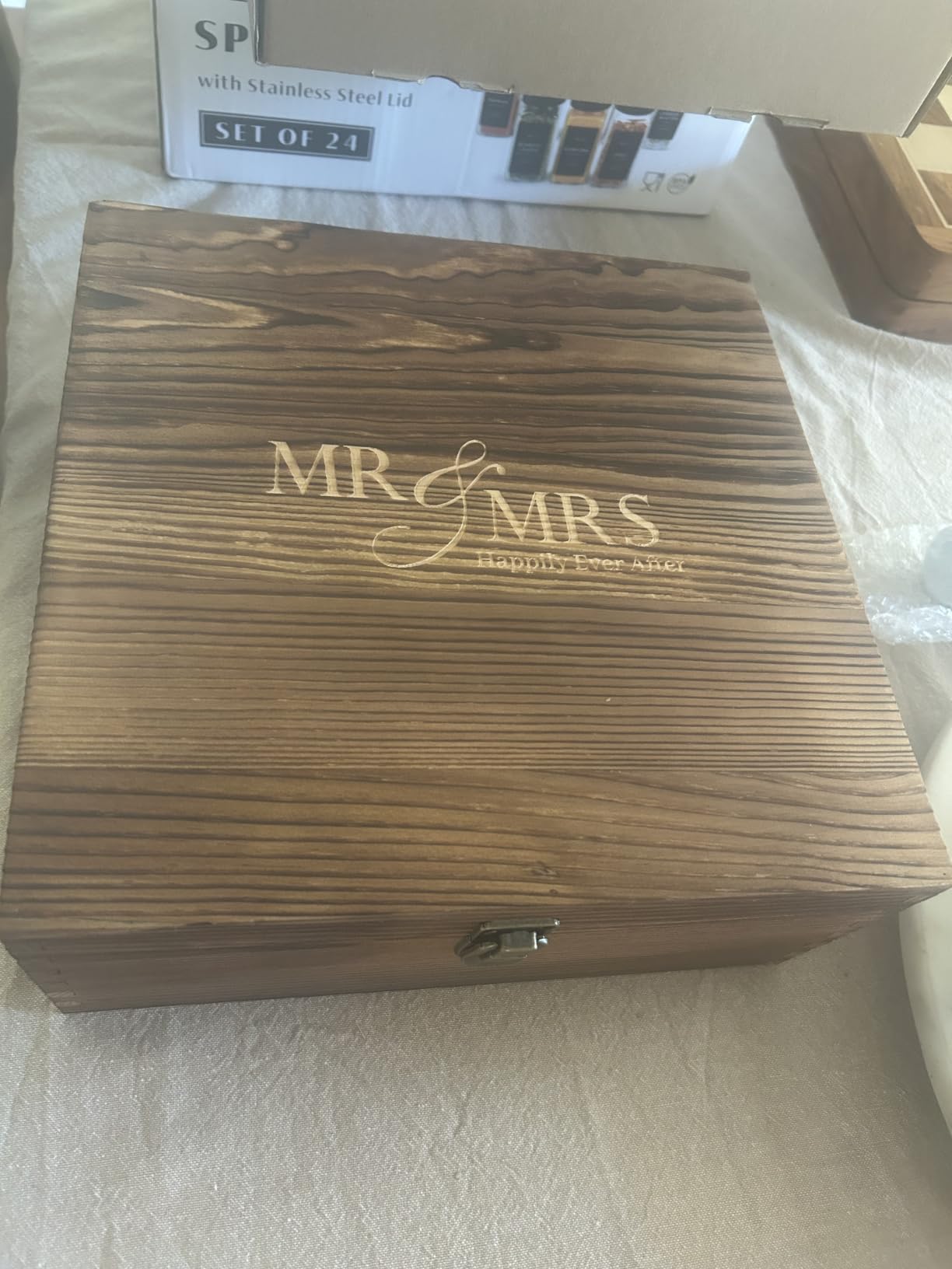 AW BRIDAL Mr and Mrs Wine Glasses Wedding Gifts for Couples 2026, Engagement Gift for Newly Engaged Couple, Bridal Shower and Bachelorette Gifts for Bride, Wine Opener Stopper and Wooden Keepsake Box customer photo 2