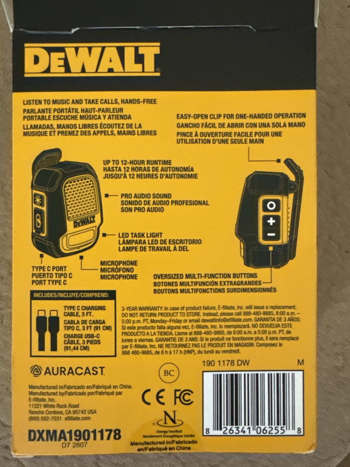 DEWALT Wearable Bluetooth Speaker, Clip-On Wireless Jobsite Pro Water-Resistant Portable Speaker (Non-Magnetic), Built-in Mic for Hands-Free Music/Calls, Bluetooth Speaker (Yellow) customer photo 2