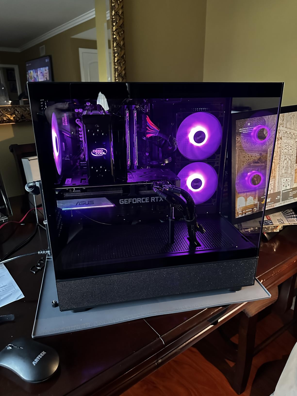 MONTECH XR Panoramic High Airflow ATX PC Case, 3 ARGB PWM Fans, Black | 420mm GPU Support, 360mm Radiator, Dual Tempered Glass, USB-C, Reverse Blade Fans, Magnetic Dust Filters, Up to 9 Fans customer photo 1