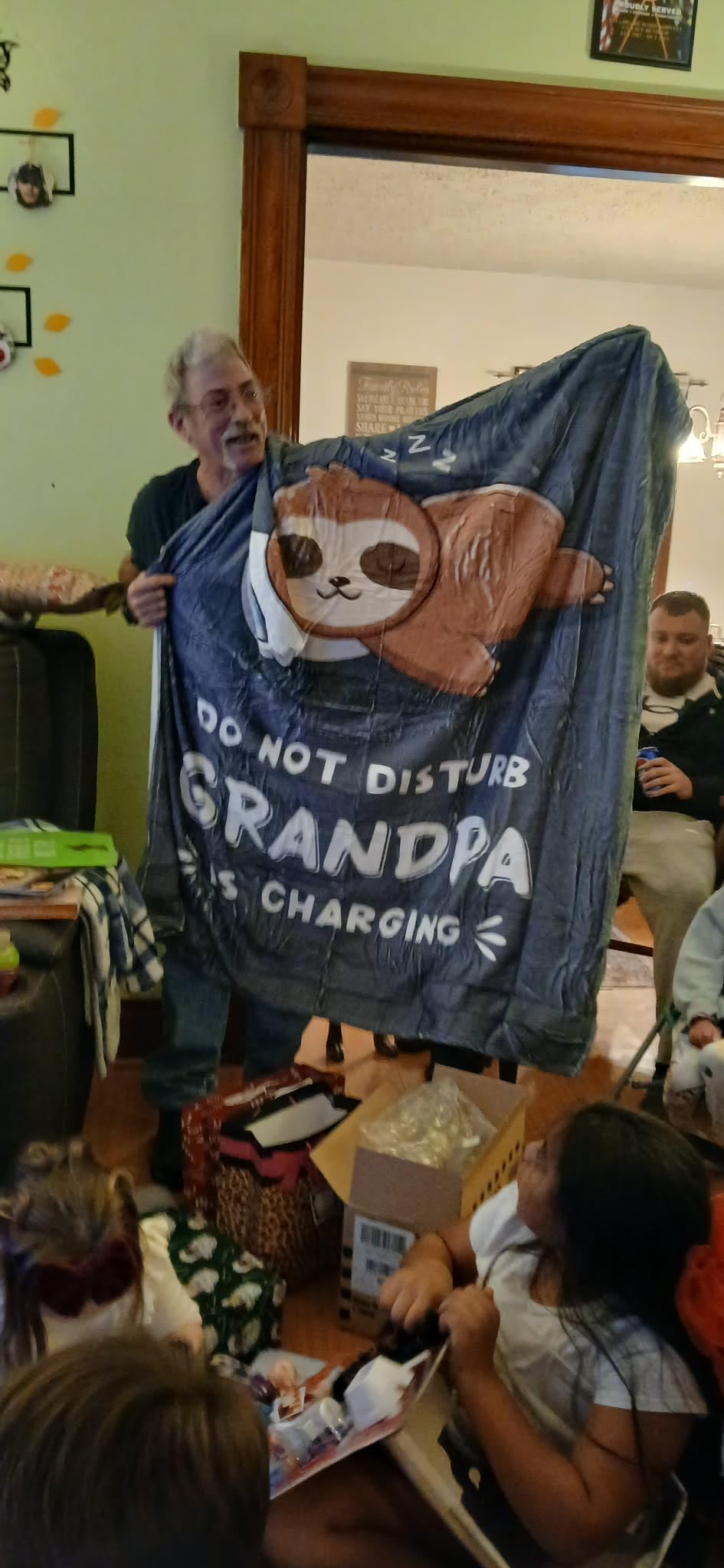 Leebbsin Funny Gifts for Grandpa, Grandpas Birthday Gift from Grandkids | Grandpa is Charging Sloth Blanket 60