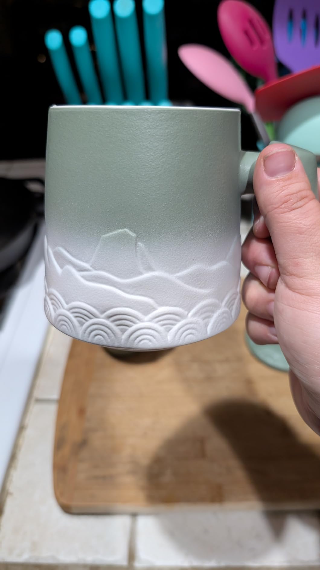 ZENS Tea Mug with Infuser and Lid for Loose Tea Steeper, 14.5oz Blue | Embossed Ceramic Tea Cup with Infuser for Tea Lovers Gifts customer photo 2