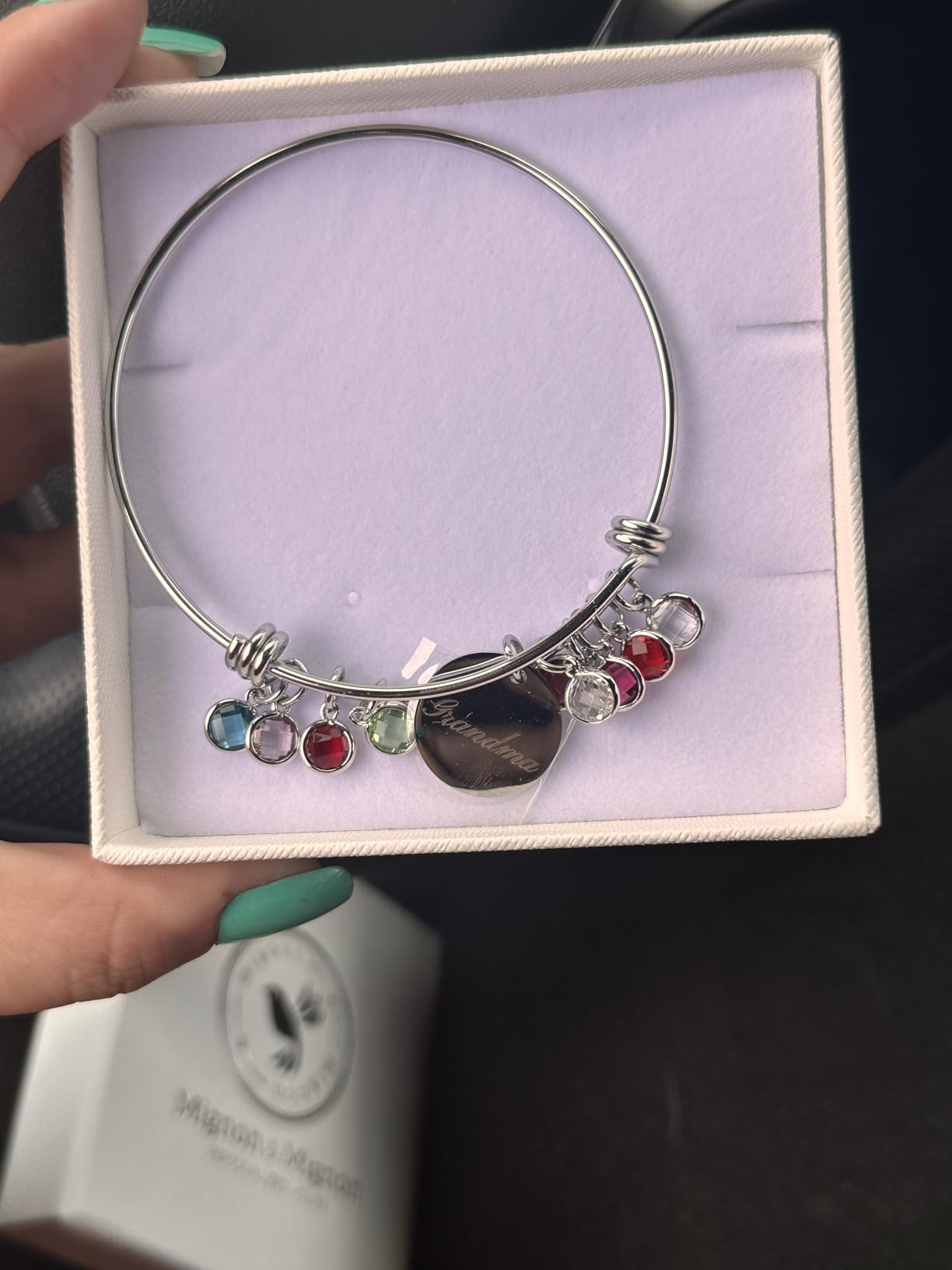 Grandma Bracelet with Birthstones, Birthstone Bracelet for Grandma Gifts | Gifts for grandma: a grandma birthstone bracelet and charm bracelet in one, anti-tarnish customer photo 1