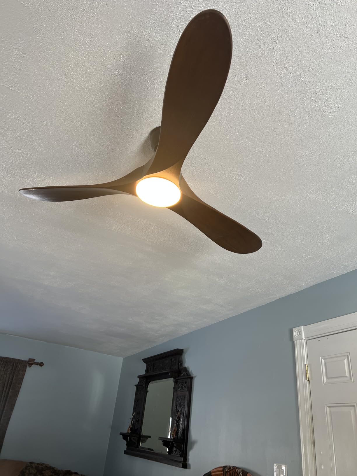 Haipeel 52 Inch Outdoor Ceiling Fan with Light and Remote, Solid Wood | Dimmable 3 Color LED with Memory 3 Blade Walnut Propeller Quiet High CFM Reversible BLDC, Damp Rated Outdoor Patios Farmhouse customer photo 1